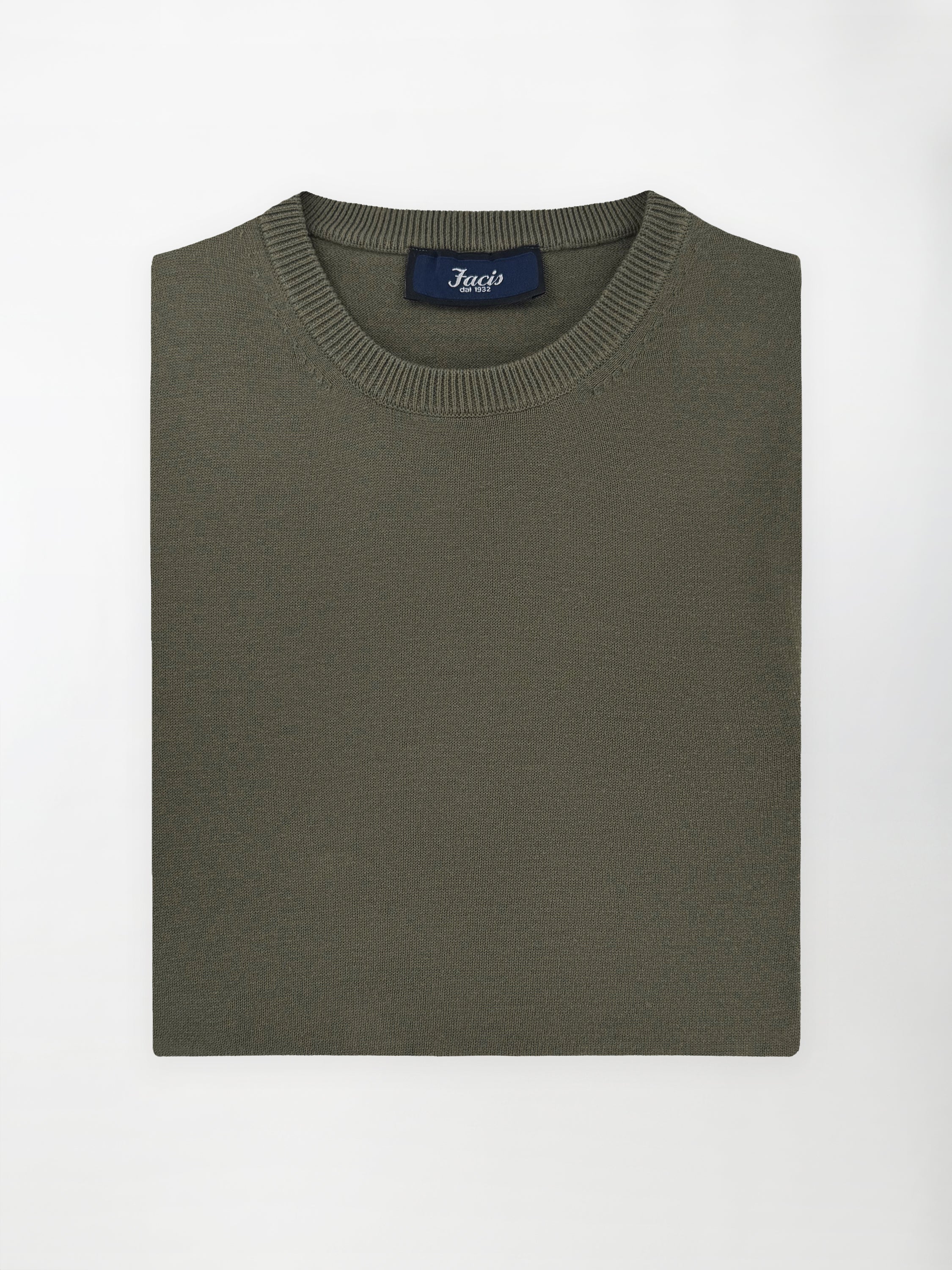 Maglia girocollo in puro cotone - color Verde sottobosco image 0
