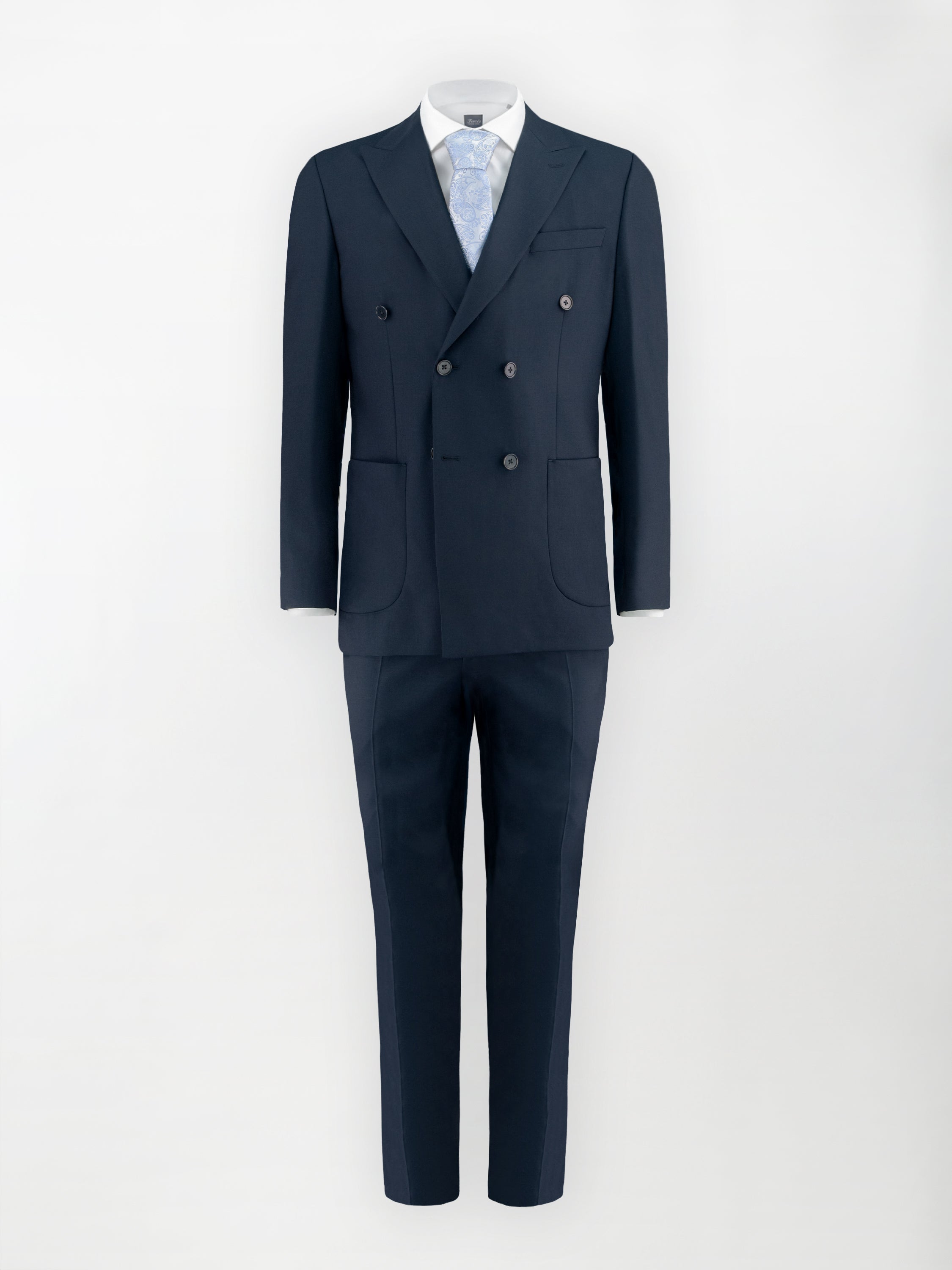 Abito Doppiopetto unito in Fresco Lana - Blu scuro | Slim fit image 1