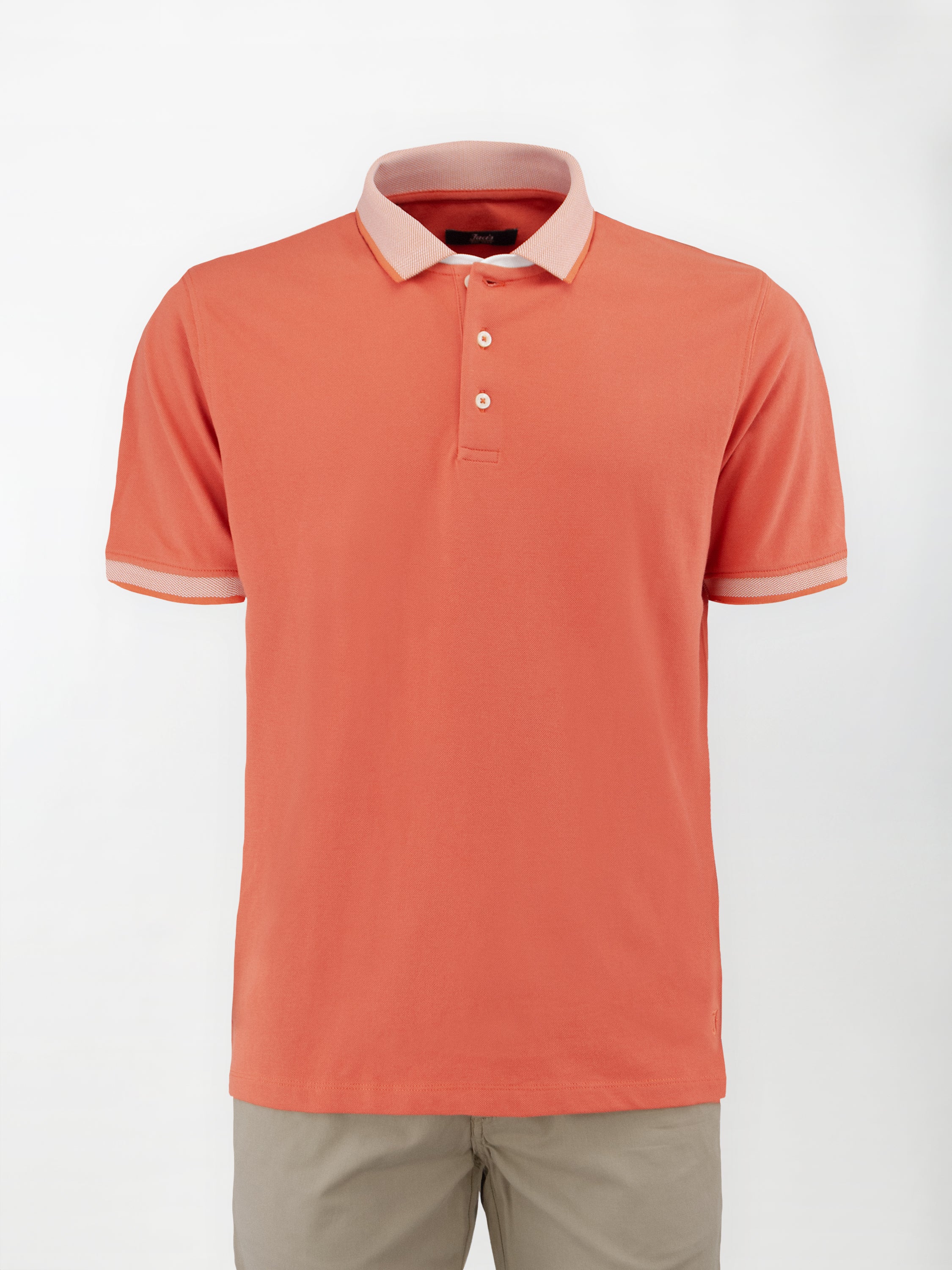 Polo in cotone Piquet con inserto su collo e maniche - color Arancio ruggine image 0