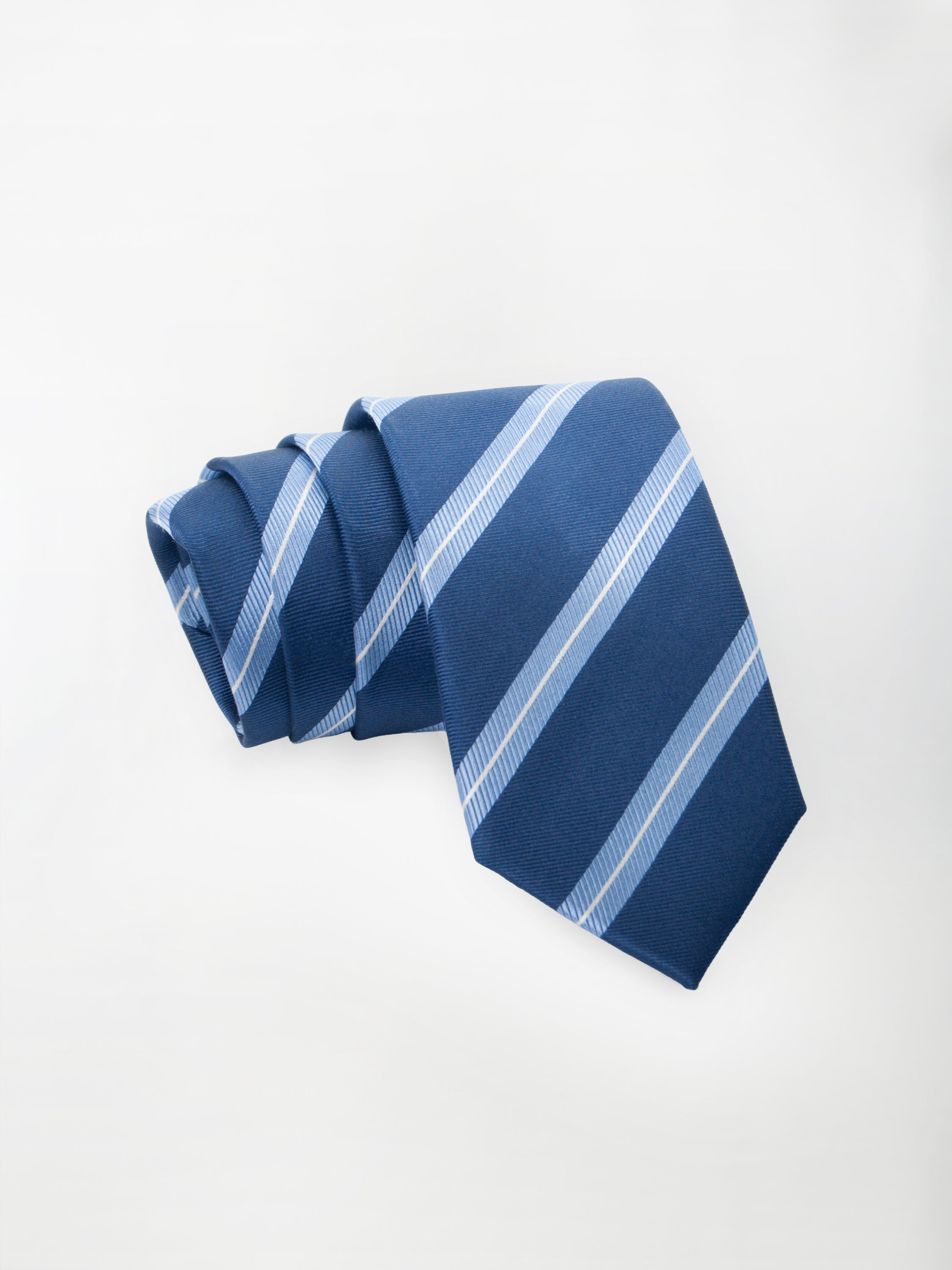 Cravatta a righe Trama Regimental - color Blu e Azzurro image 0