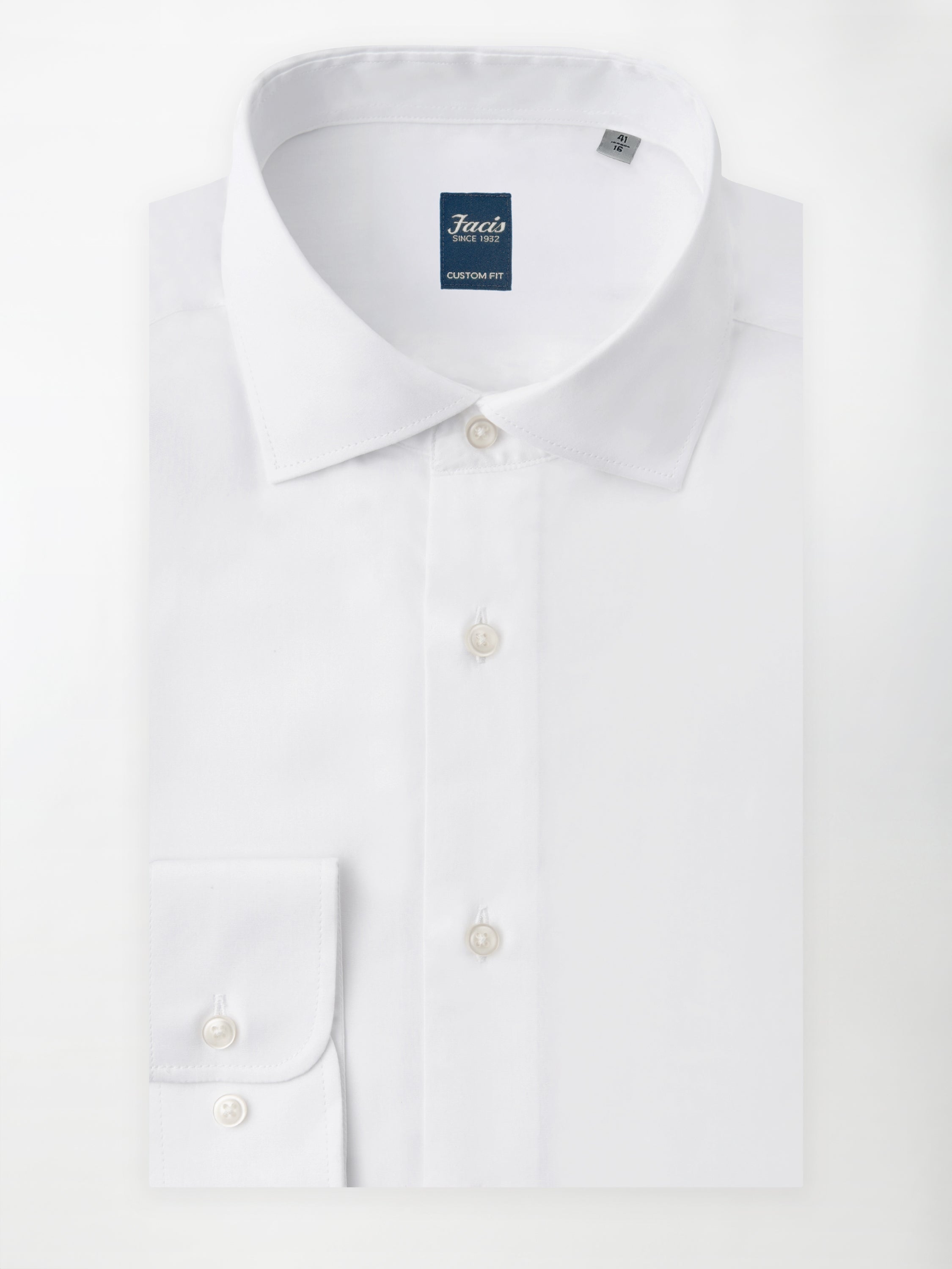 Camicia Collo Francese Color Bianco - Custom Fit - Cotone Popeline image 0