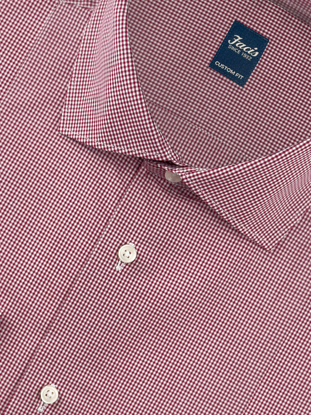 Camicia Collo Francese Vichy color Bordeaux - Custom Fit - Cotone Popeline image 1