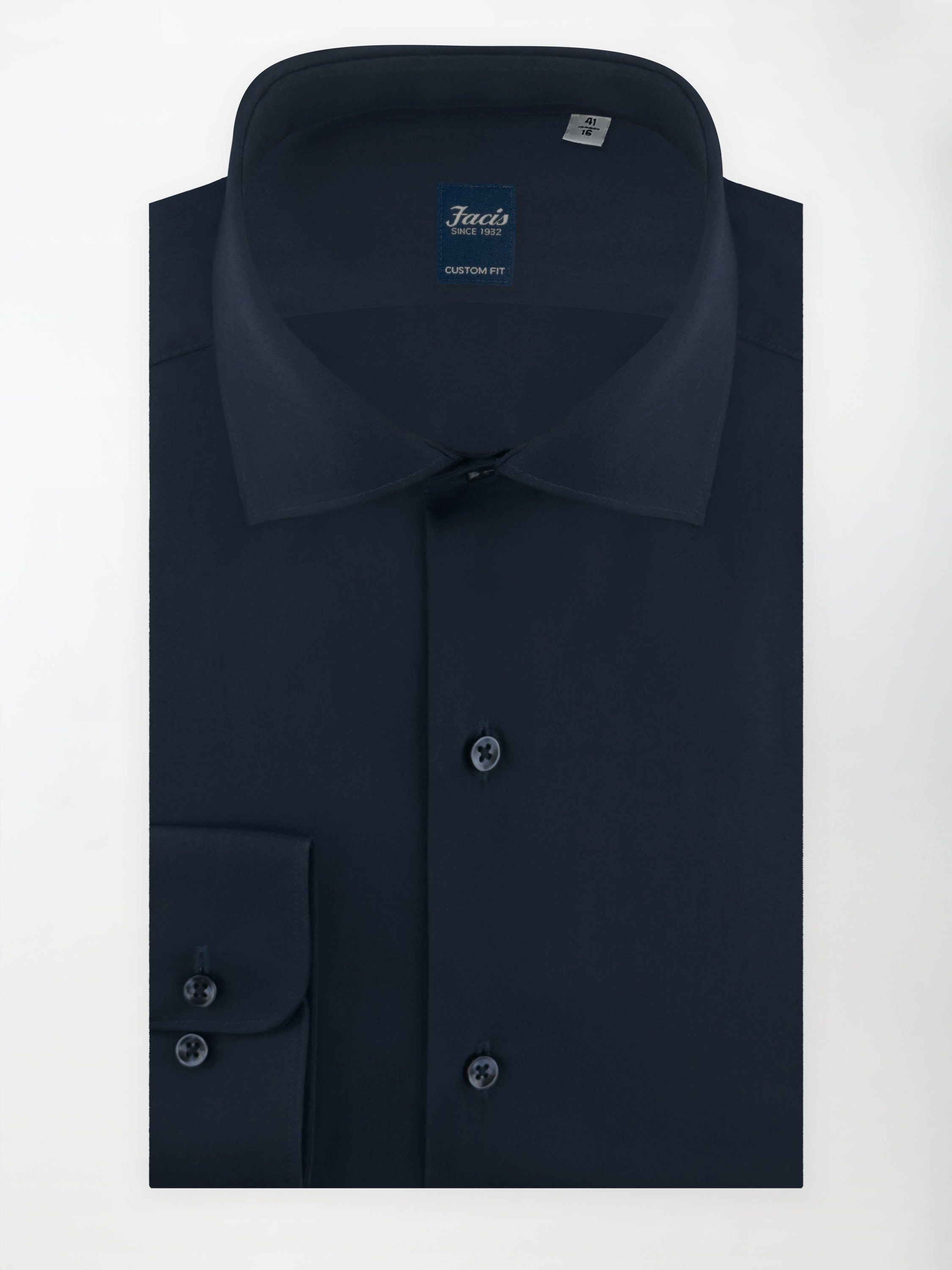 Camicia Collo Francese Color Blu notte - Custom Fit - Cotone Popeline image 0