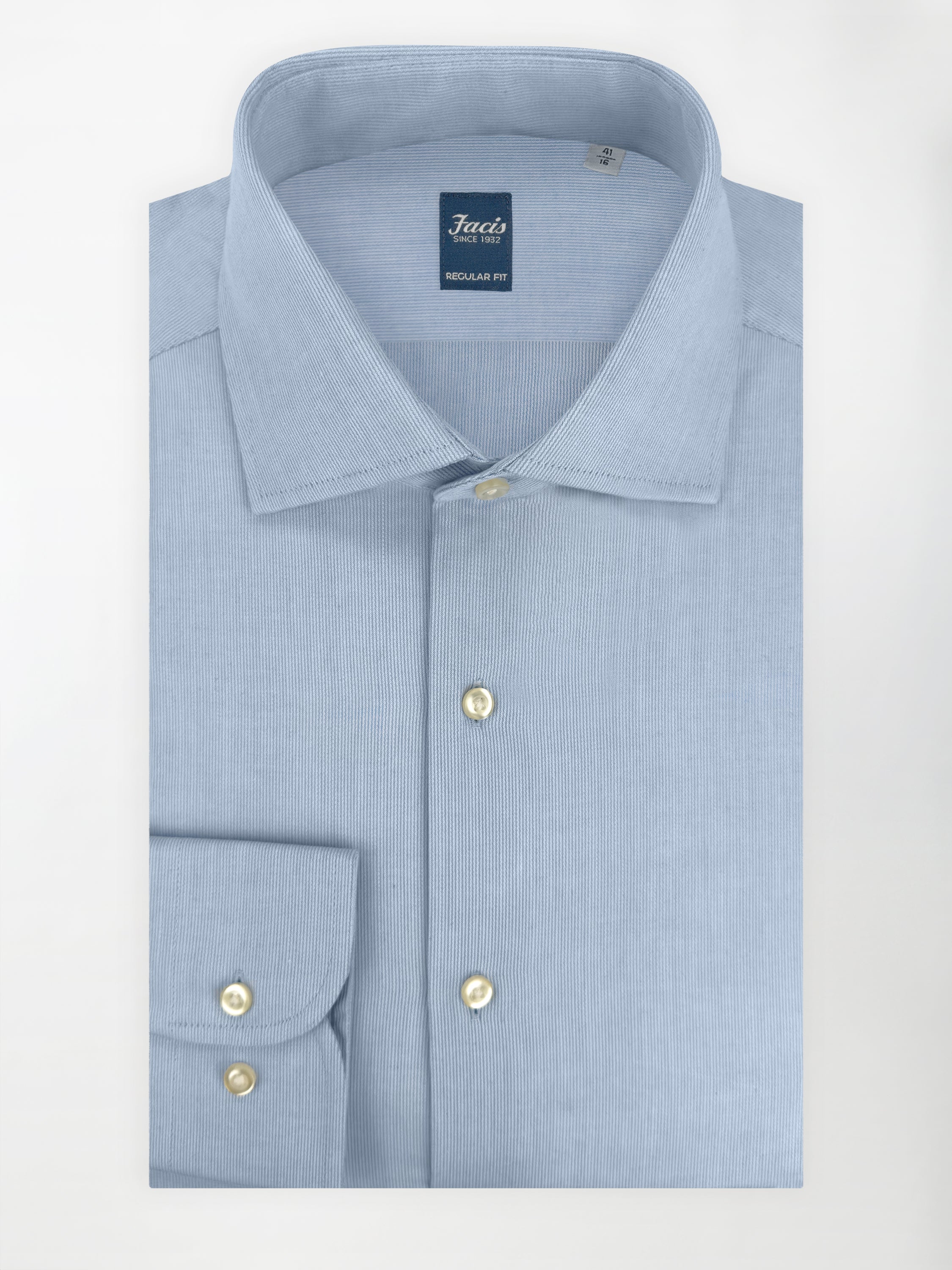 Camicia in Piquet Rigato con Collo Francese - Color Azzurro - Regular Fit image 0