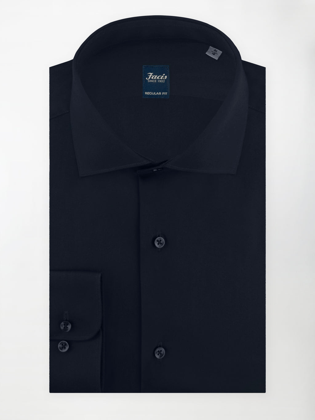 Camicia Blu notte con Collo Francese - Regular Fit - Cotone Popeline