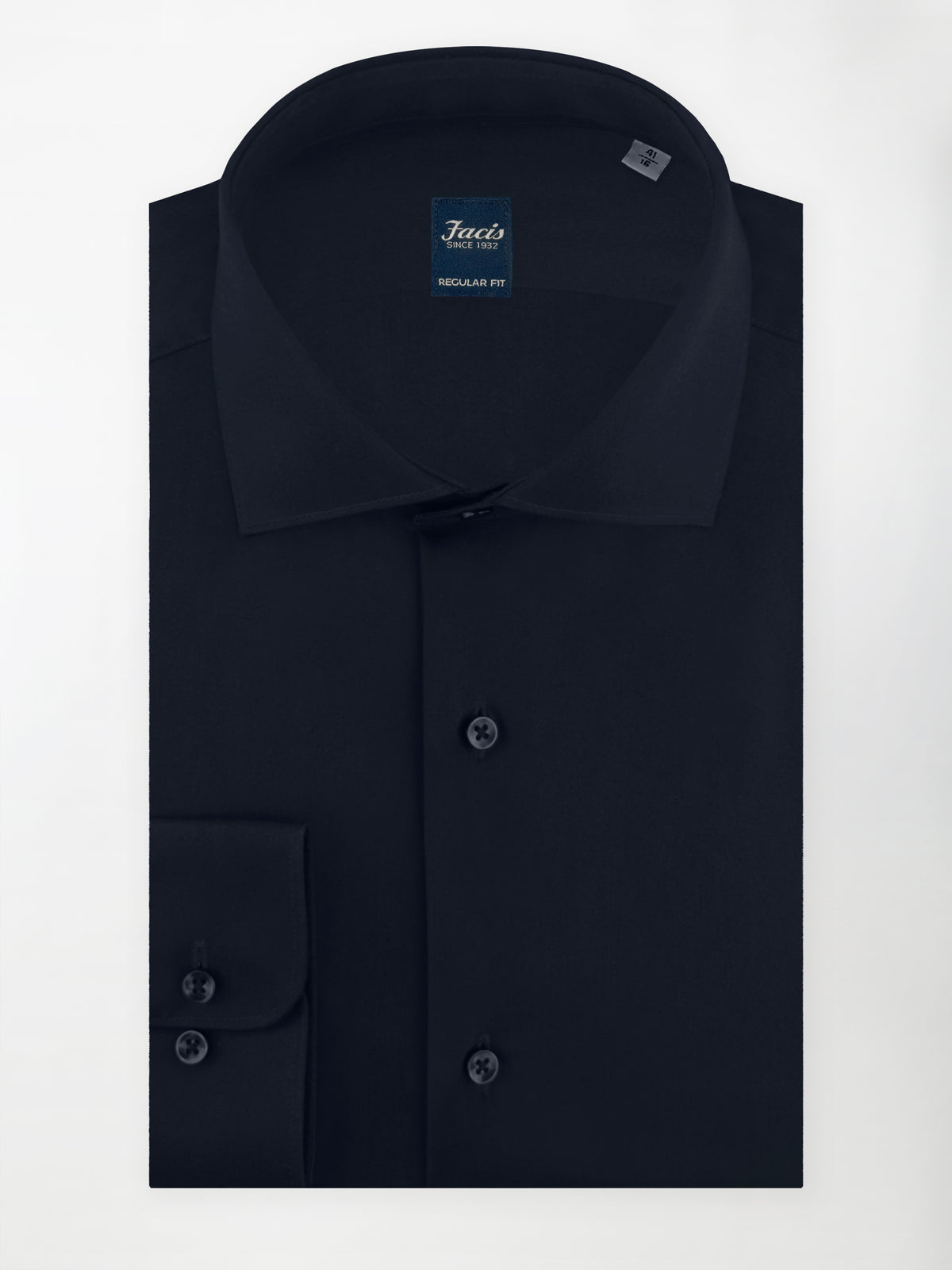 Camicia Blu notte con Collo Francese - Regular Fit - Cotone Popeline