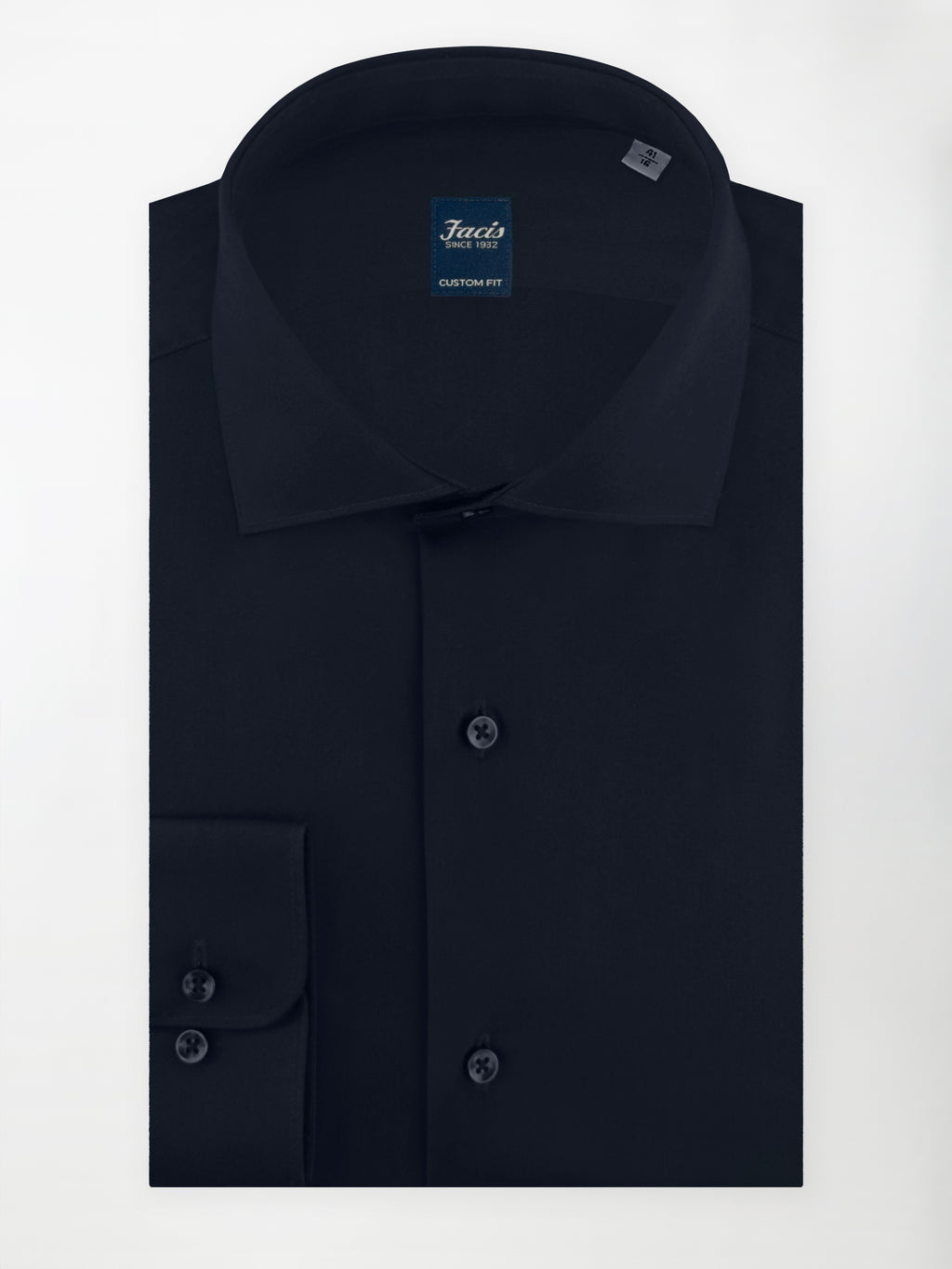 Camicia Blu notte con Collo Francese - Custom Fit - Cotone Popeline