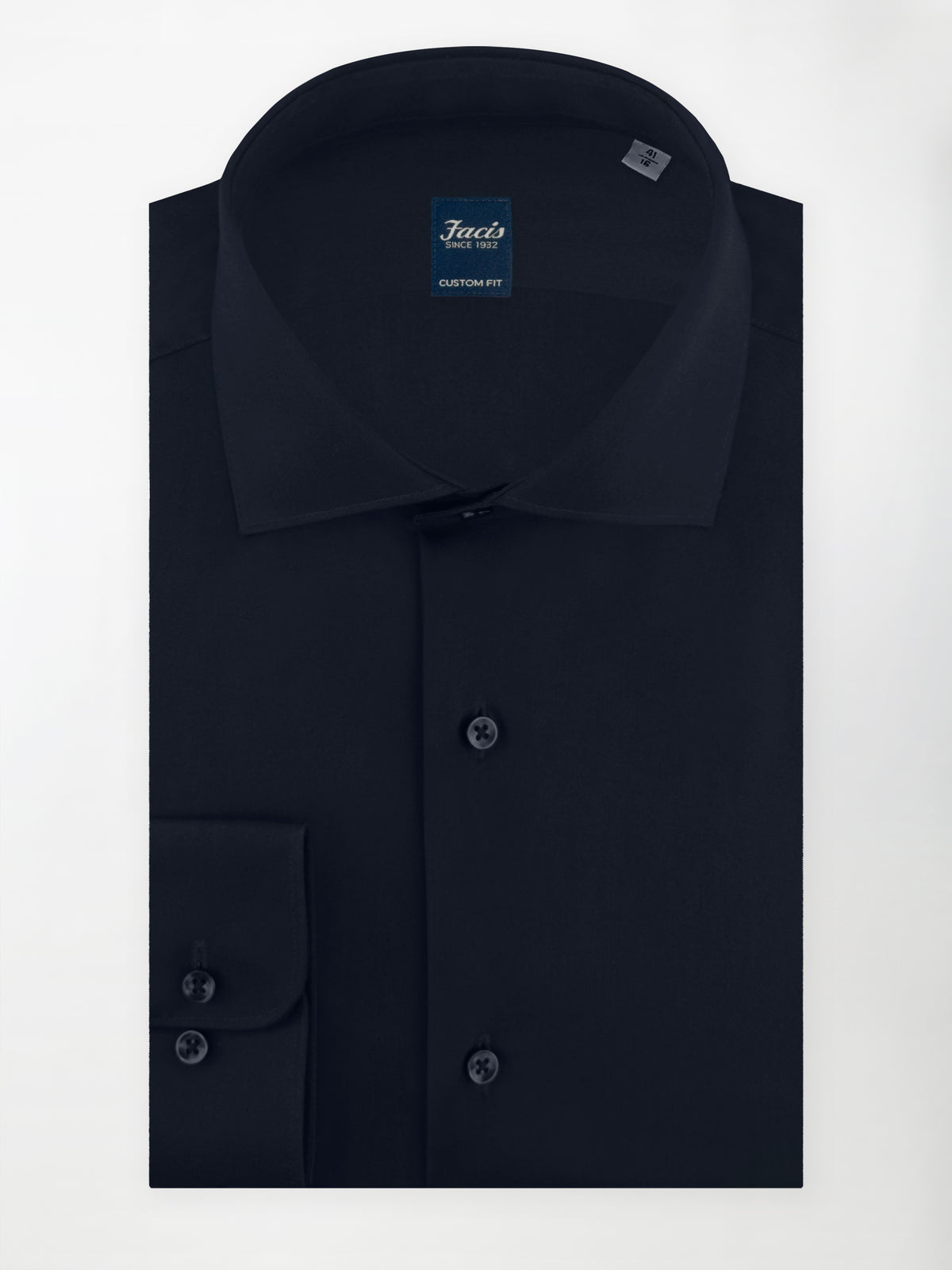 Camicia Blu notte con Collo Francese - Custom Fit - Cotone Popeline