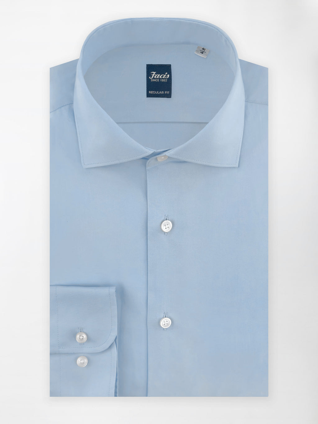 Camicia Azzurra con Collo Francese - Regular Fit - Cotone Popeline