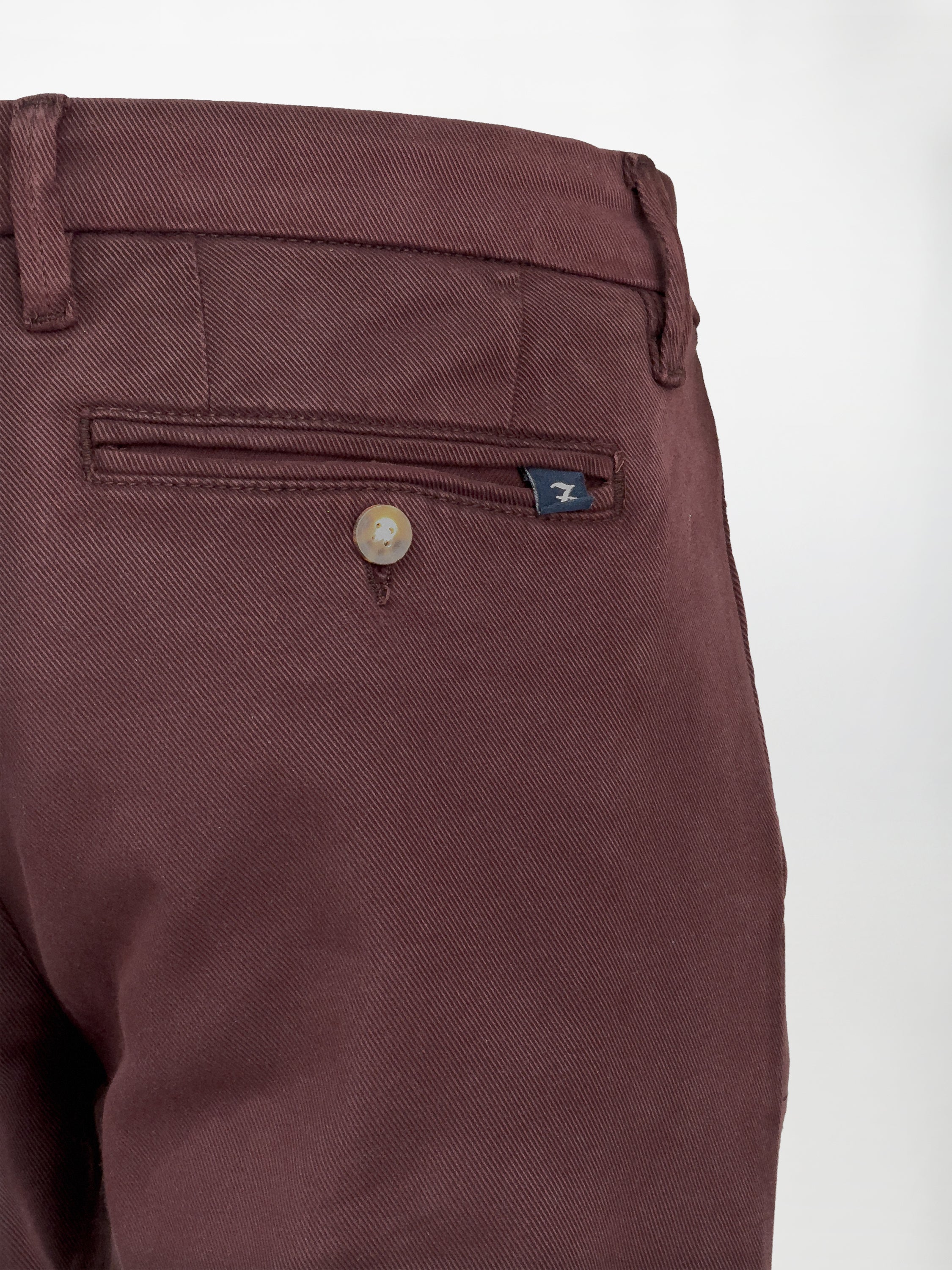 Pantalone Chino Bull in Cotone Stretch - Bordeaux - Regular Comfort fit