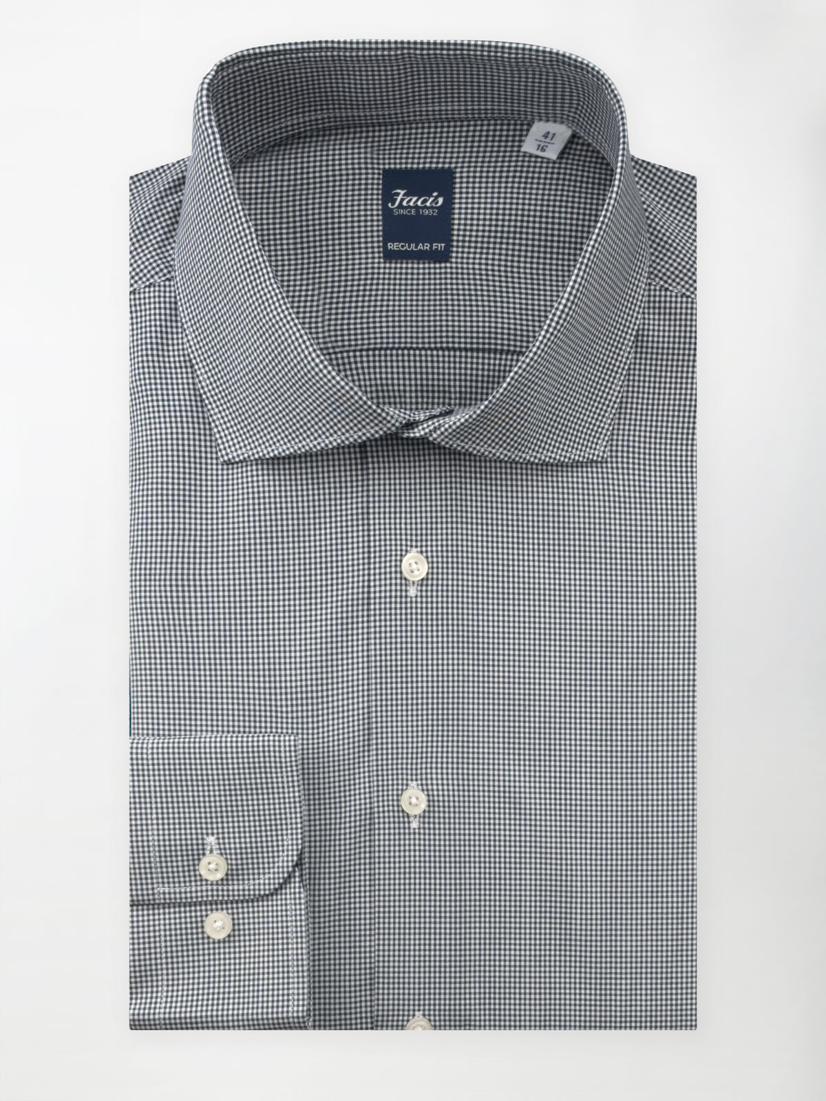Camicia Vichy con Collo Francese - Color Blu notte - Regular Fit