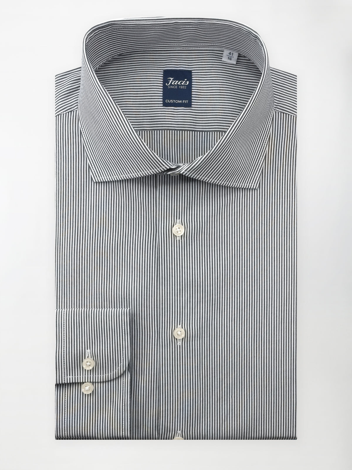 Camicia Millerighe con Collo Francese - Color Blu notte - Custom Fit