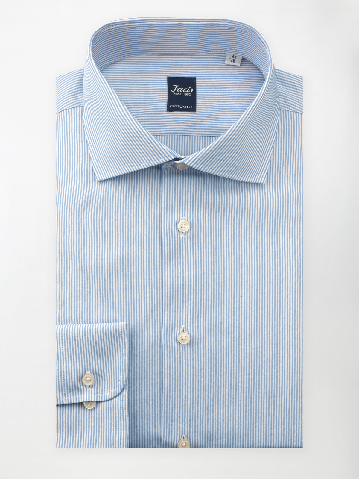 Camicia Millerighe con Collo Francese - Color Azzurro - Custom Fit