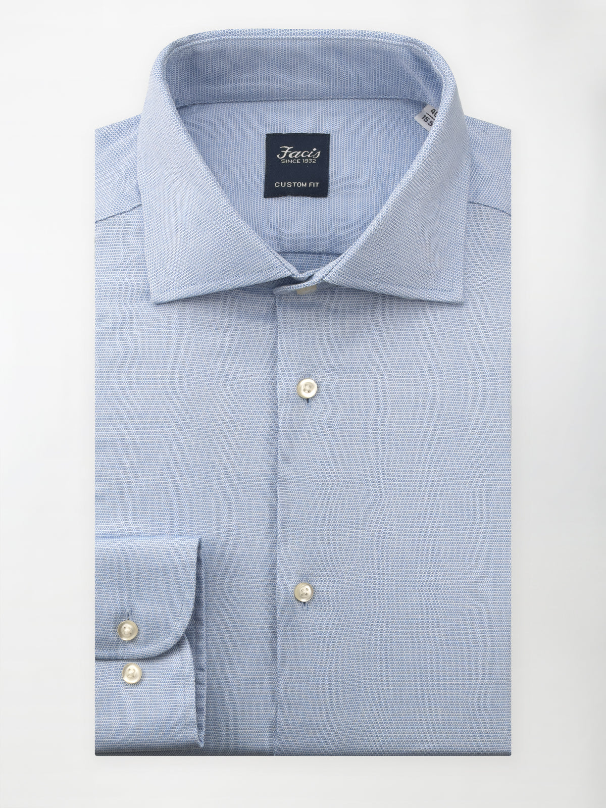 Camicia Occhio di pernice con Collo Francese - Color Azzurro - Custom Fit