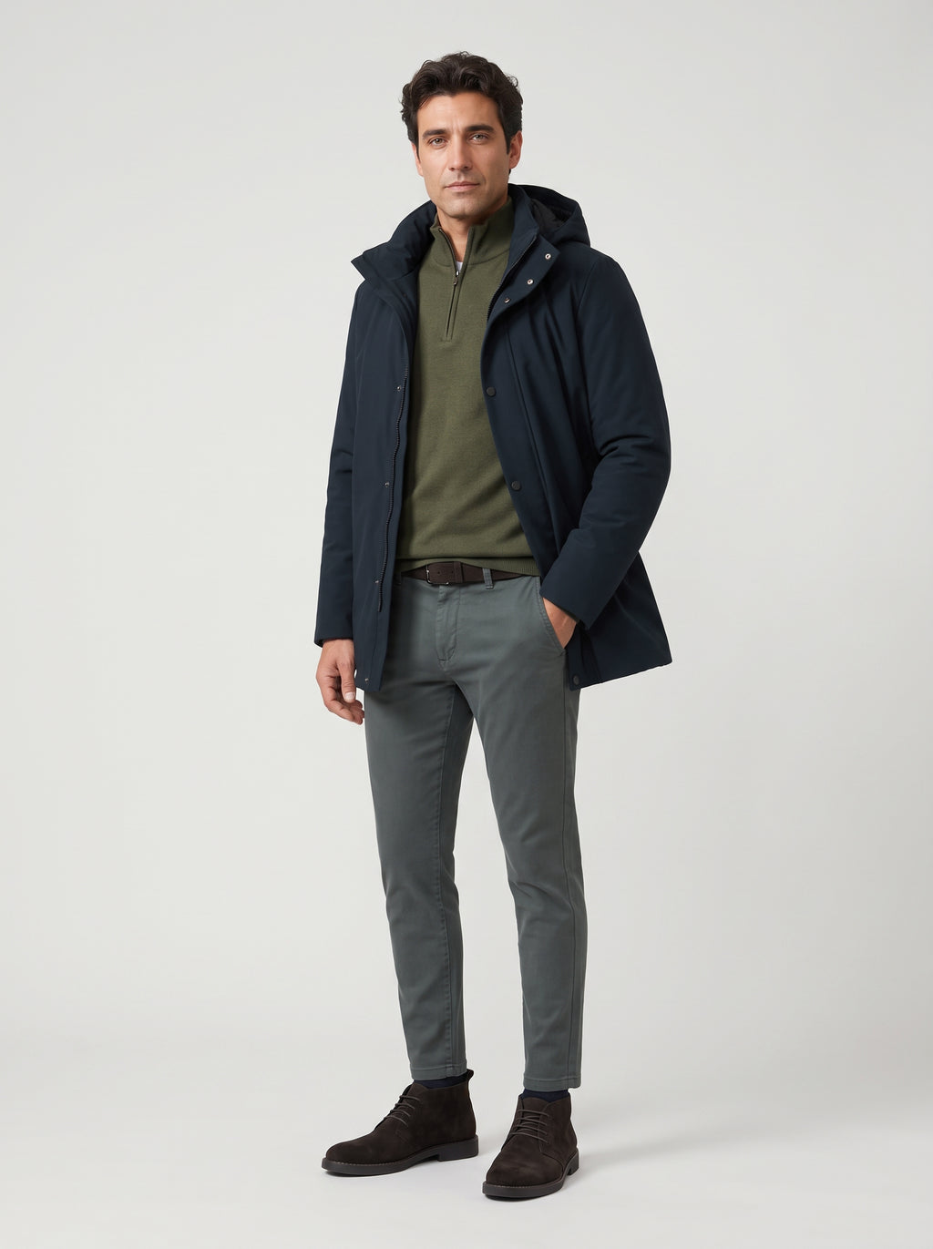 Parka con rivestimento softshell e cappuccio rimovibile - Color Blu navy blazer