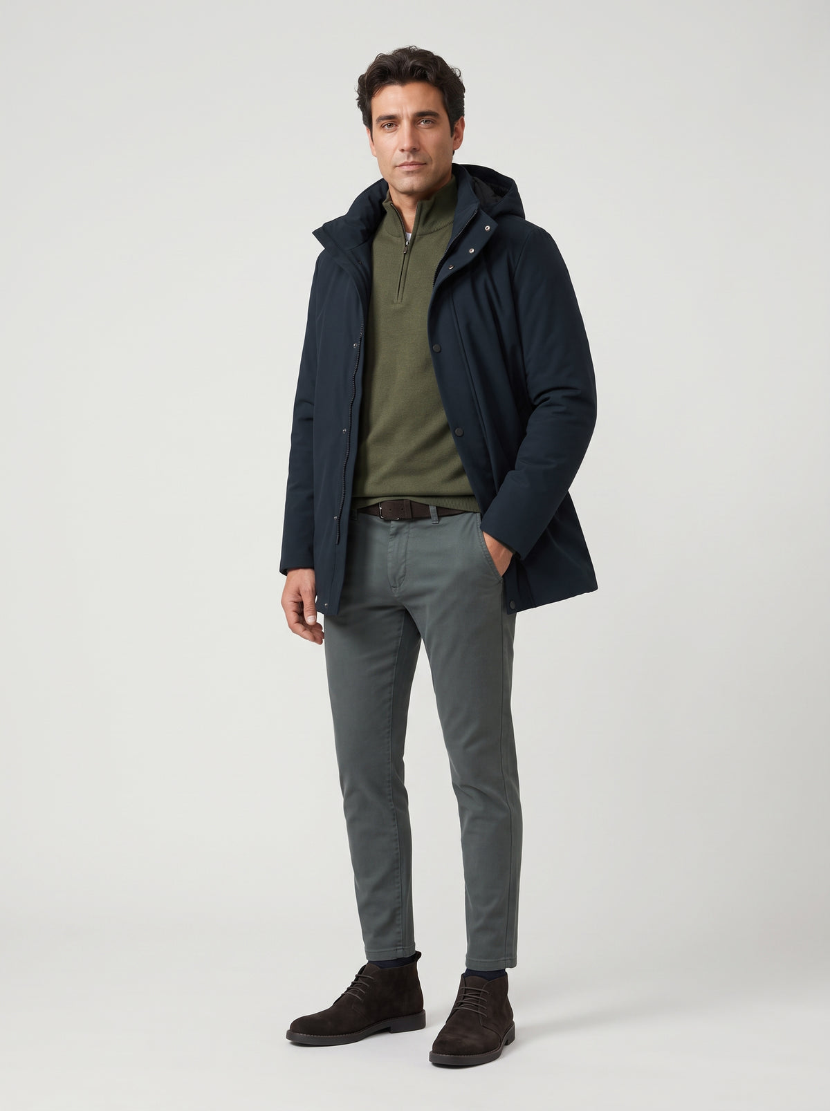 Parka con rivestimento softshell e cappuccio rimovibile - Color Blu navy blazer