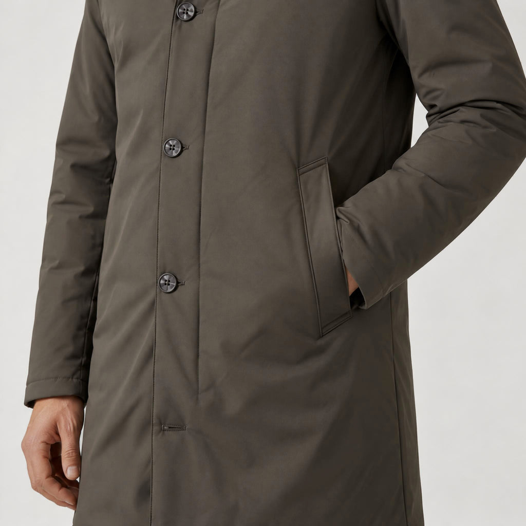 Car coat lungo armatura con cappuccio estraibile - Marrone