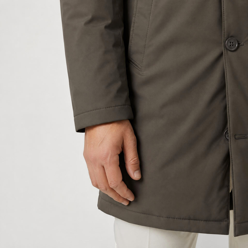 Car coat lungo armatura con cappuccio estraibile - Marrone