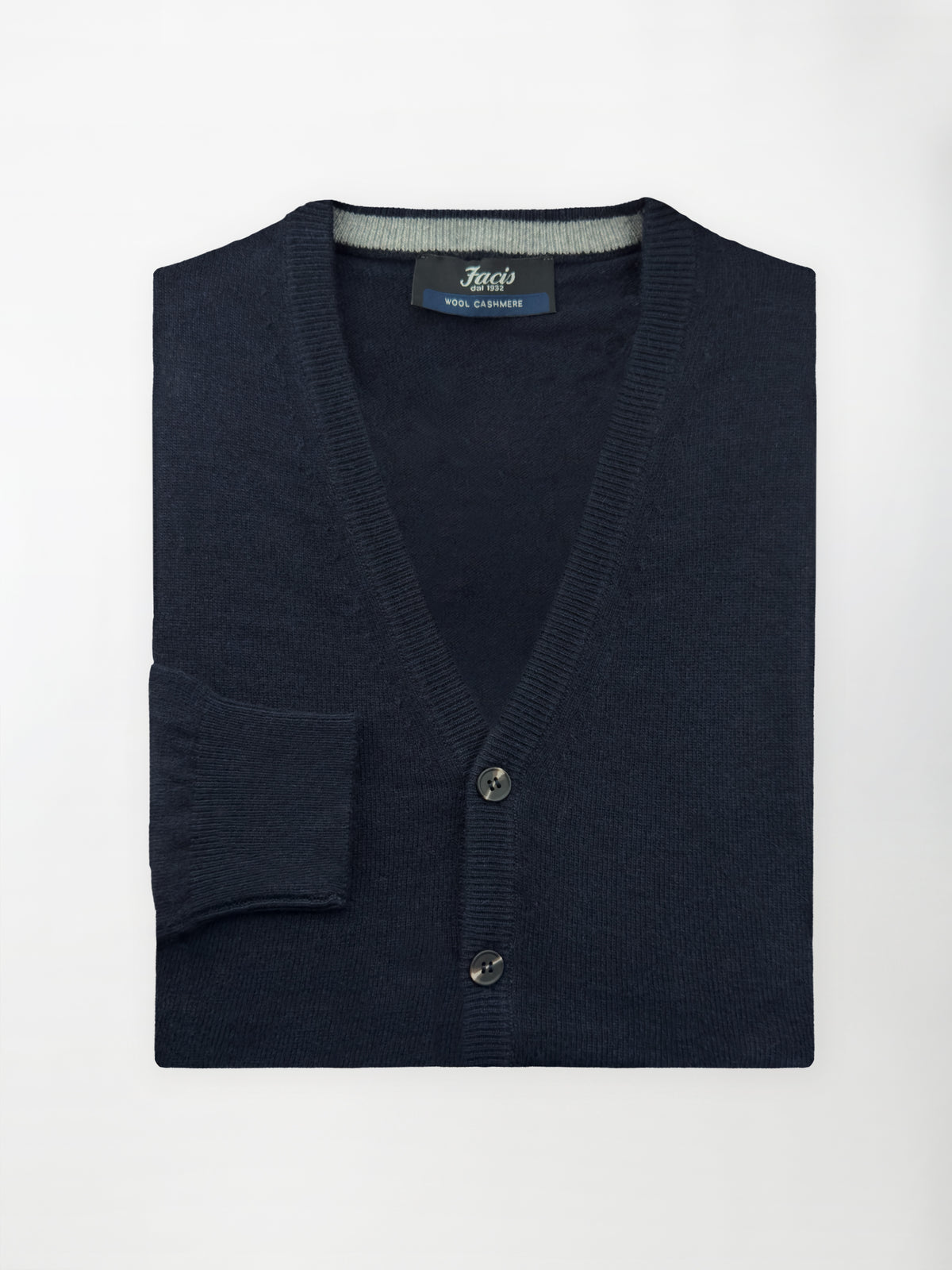 Maglia Cardigan con bottoni in misto cashmere - Color Blu navy