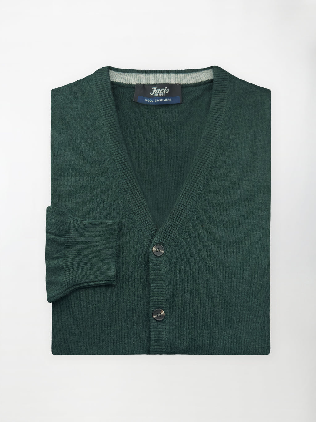 Maglia Cardigan con bottoni in misto cashmere - Color Verde bottiglia