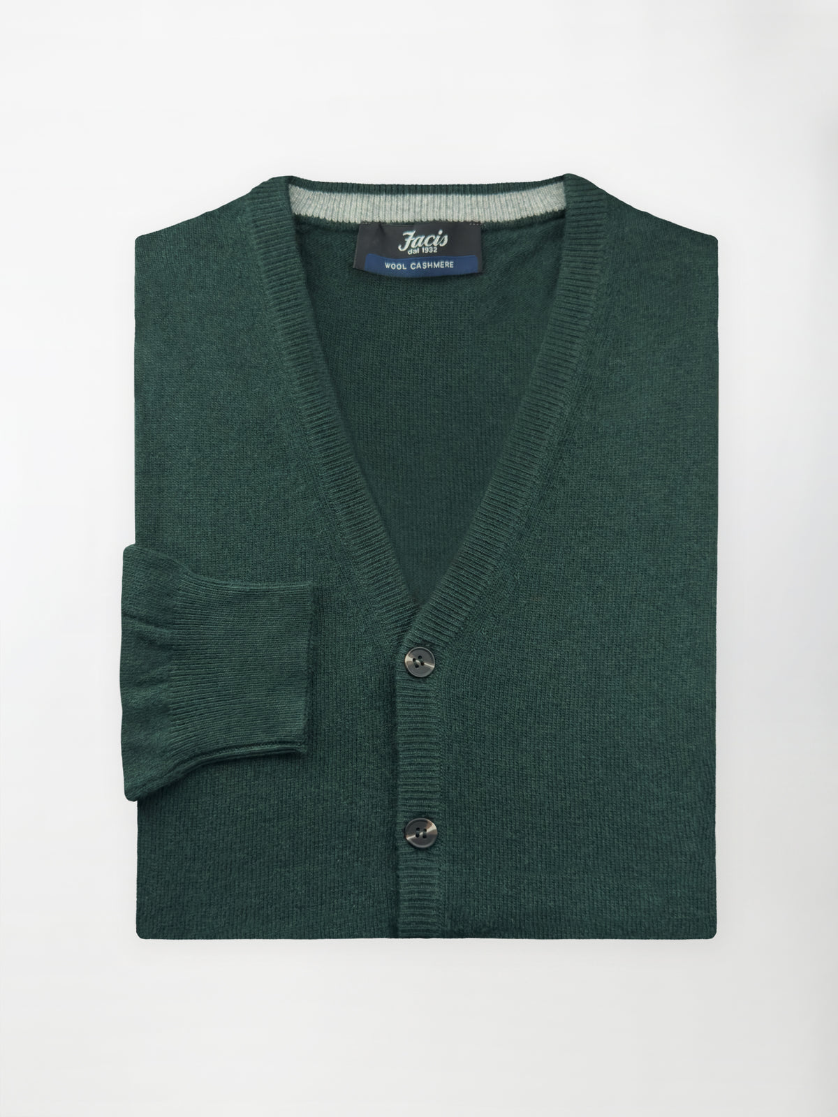 Maglia Cardigan con bottoni in misto cashmere - Color Verde bottiglia