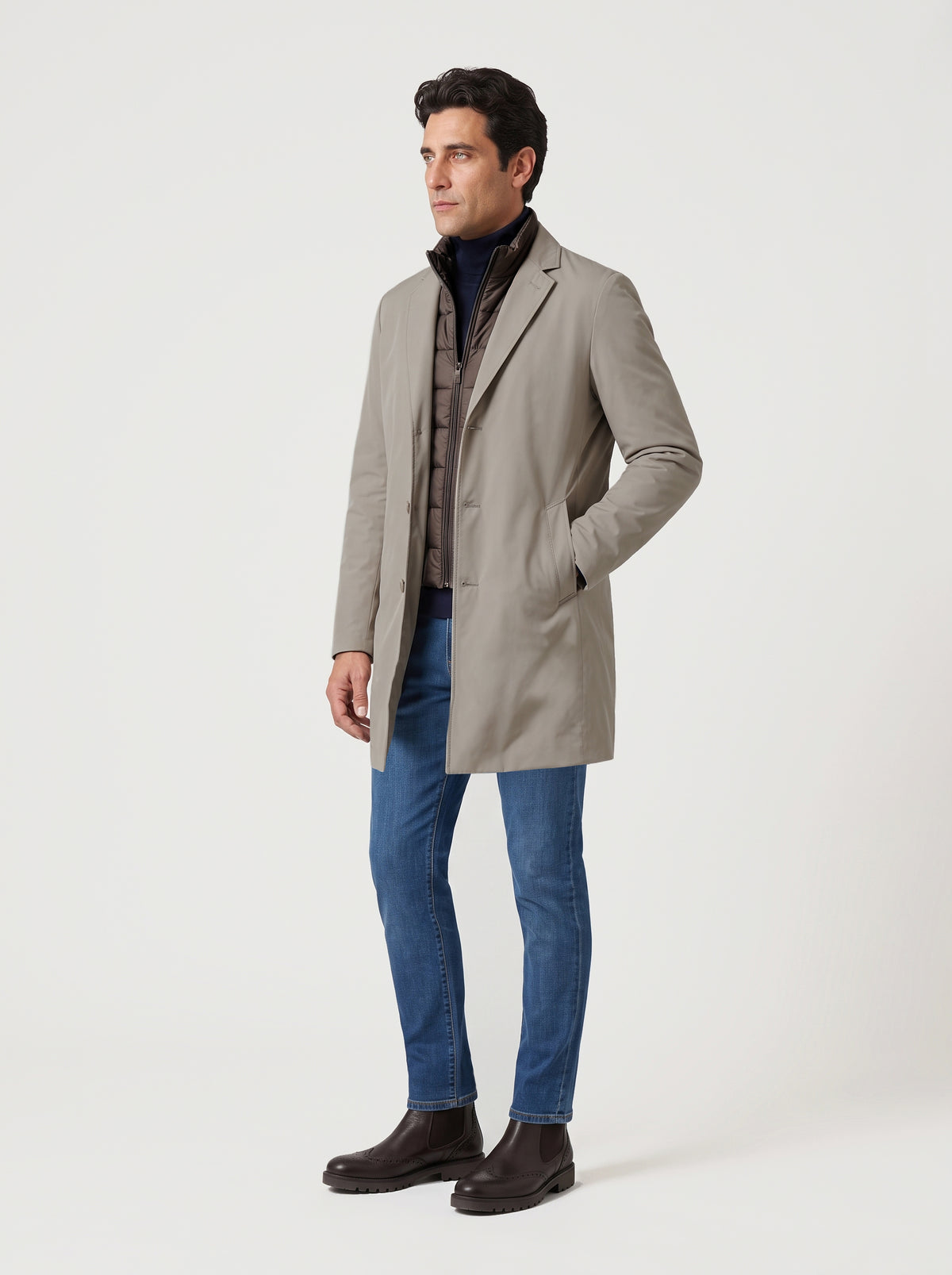 Soprabito mezza stagione con trapunta interna - Color Beige scuro