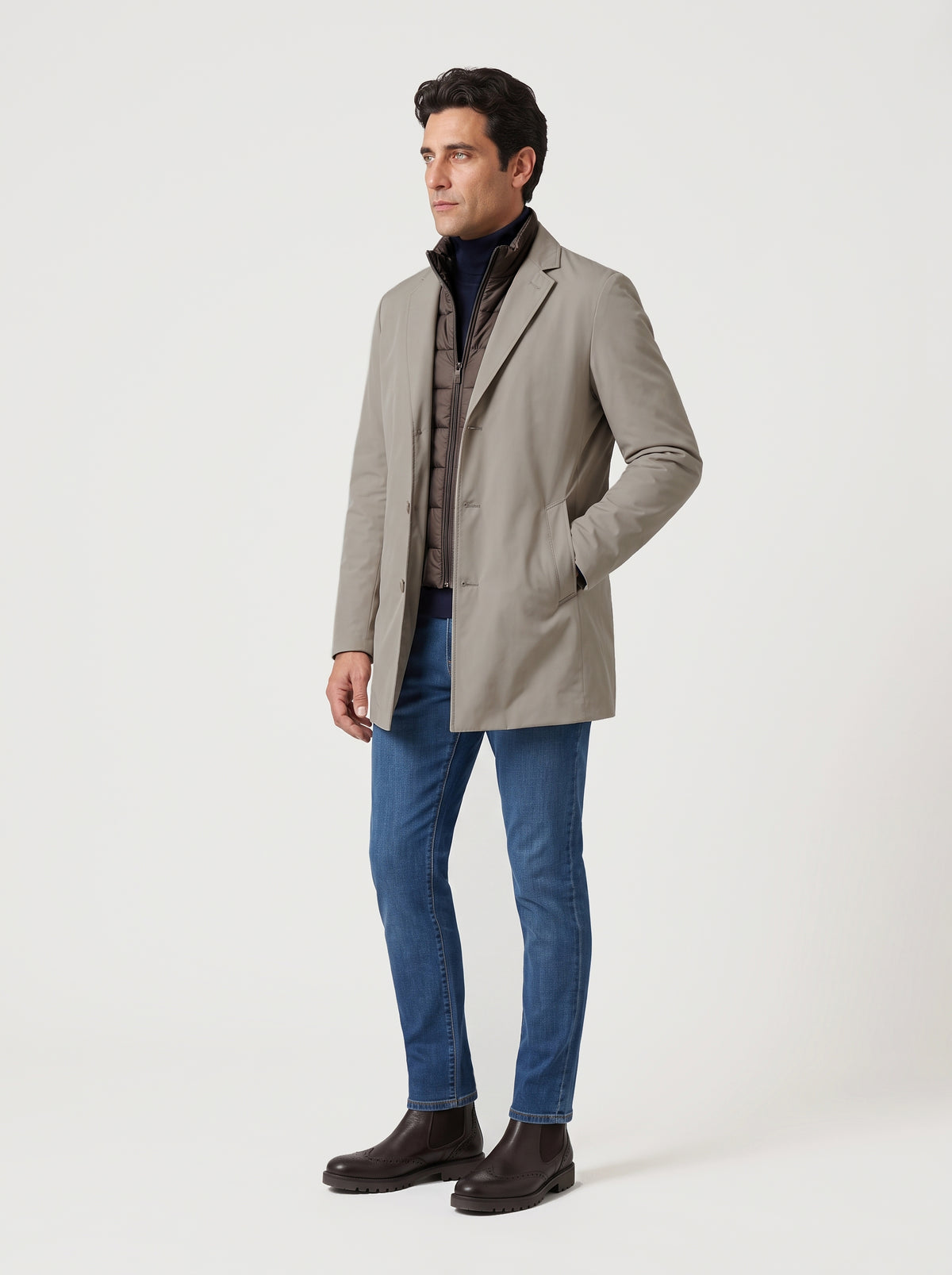Soprabito mezza stagione con trapunta interna - Color Beige scuro