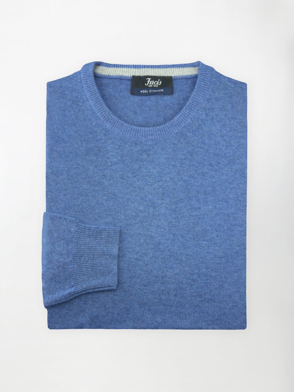 Maglia Girocollo in misto cashmere - Color Blu oceano