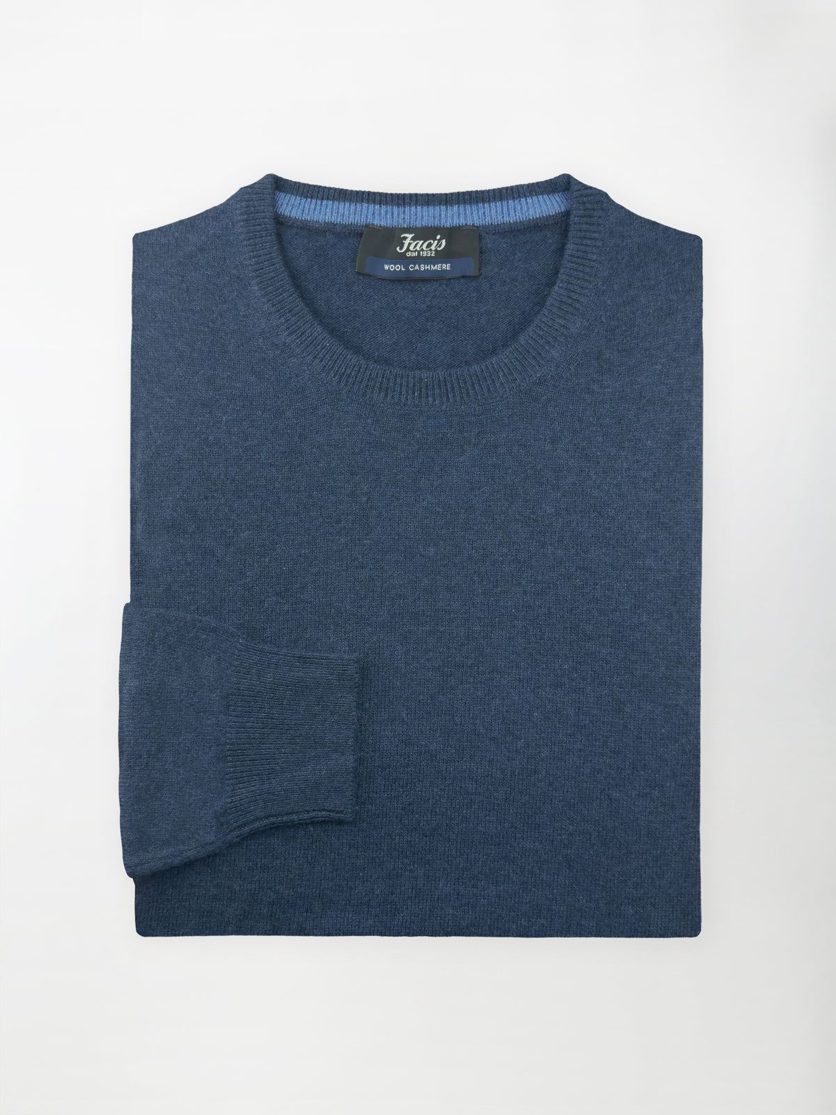 Maglia Girocollo in misto cashmere - Color Blu Prussia