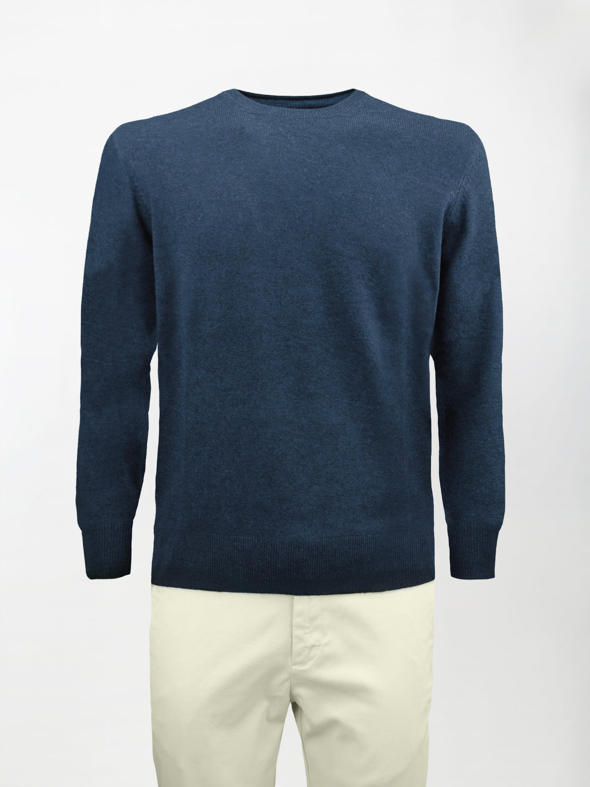 Maglia Girocollo in misto cashmere - Color Blu Prussia