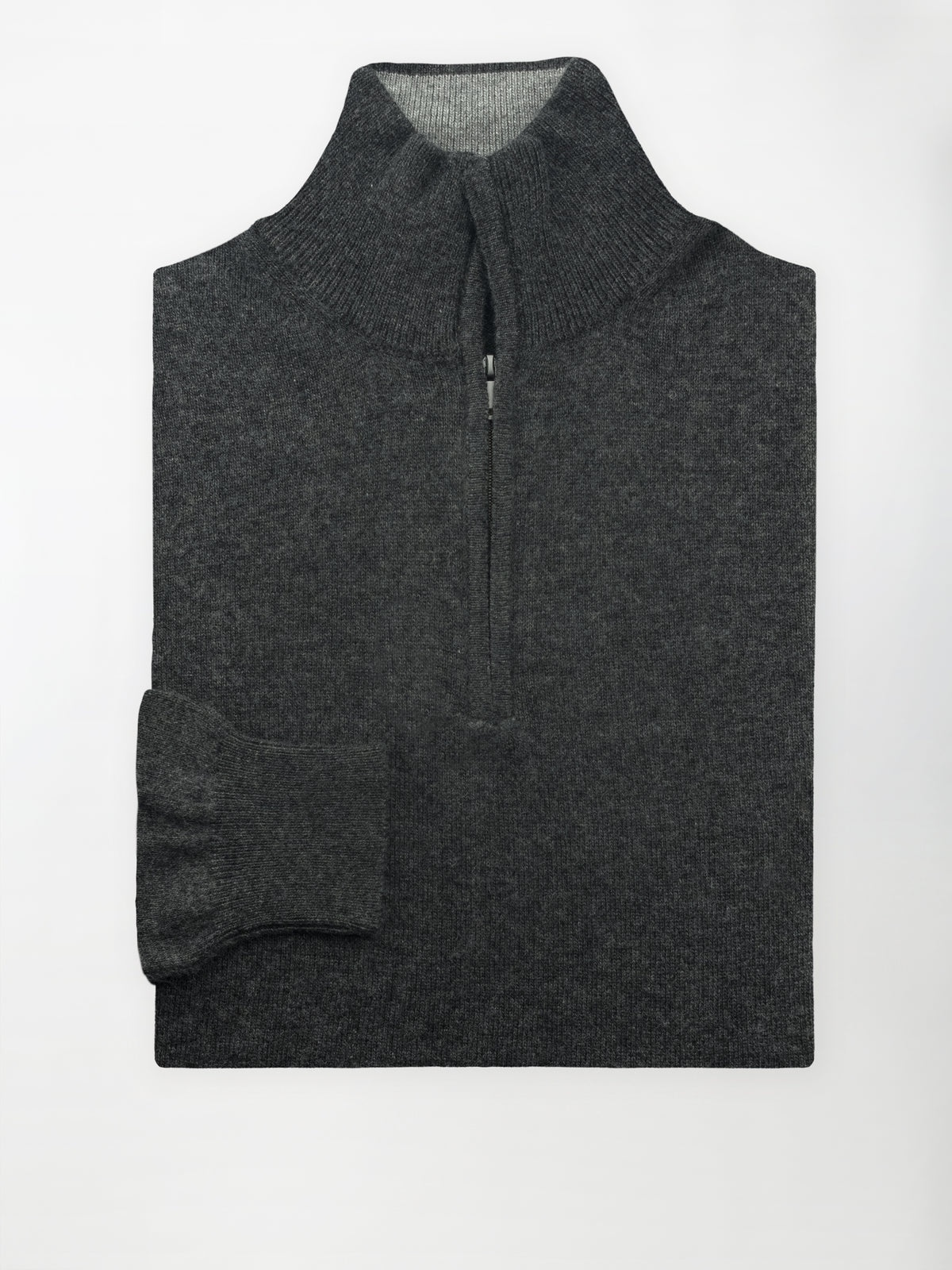 Maglia Lupo mezza zip in misto cashmere - Color Antracite