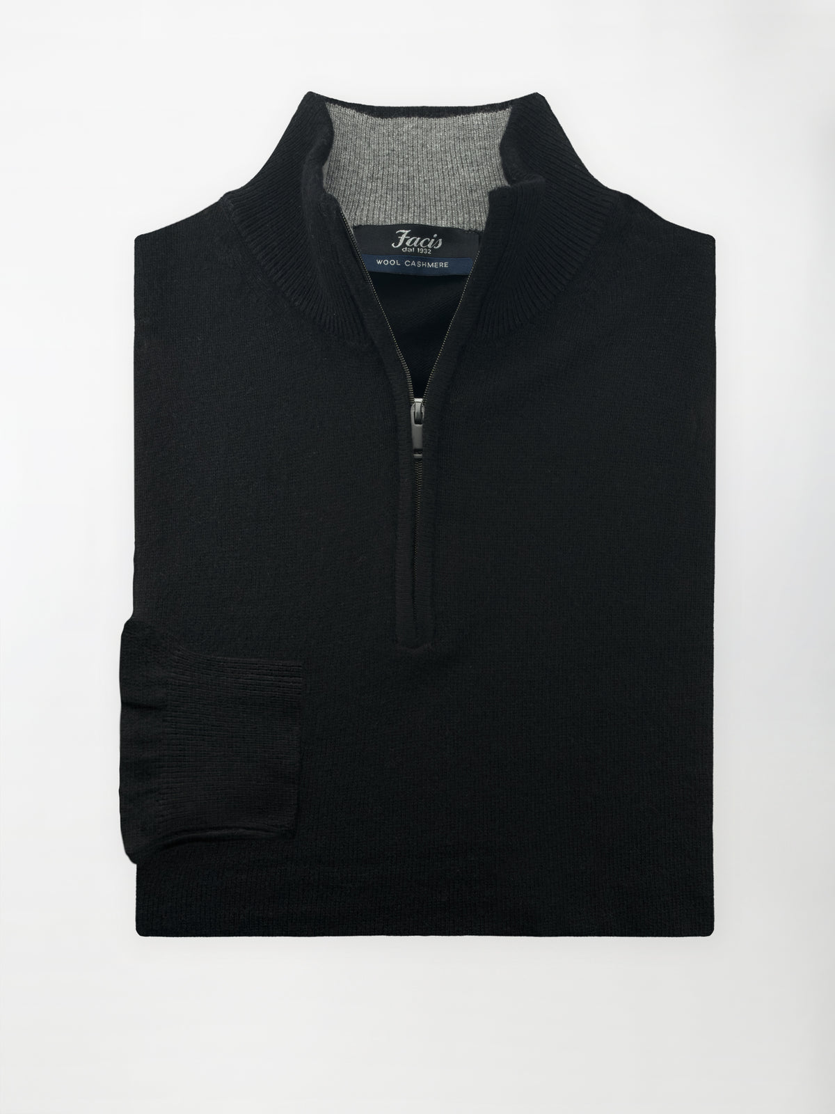 Maglia Lupo mezza zip in misto cashmere - Color Nero