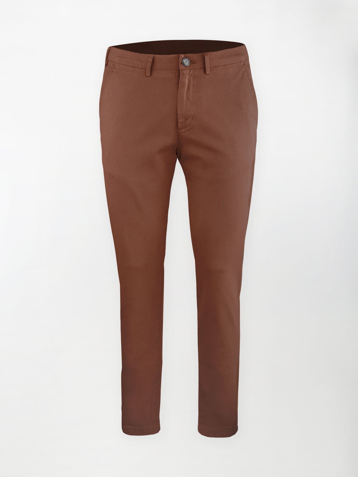 Pantalone Chino Gabardina in Cotone Stretch - Color Rame - Slim fit
