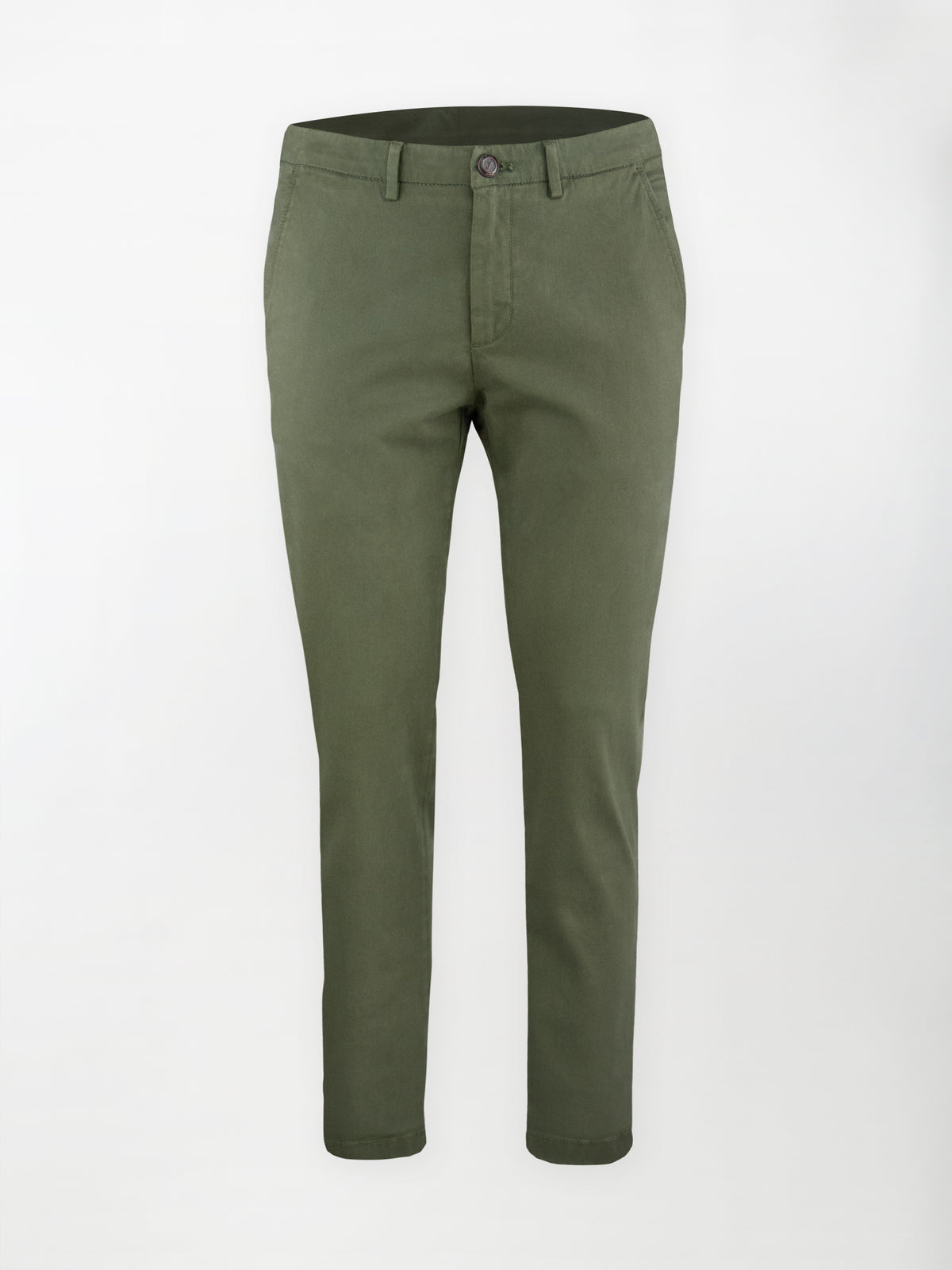 Pantalone Chino Gabardina in Cotone Stretch - Color Verde foresta - Slim fit