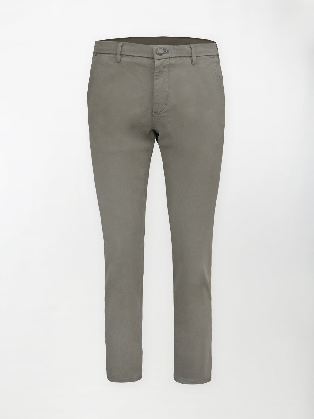 Pantalone Chino Gabardina in Cotone Stretch - Color Fango - Regular fit