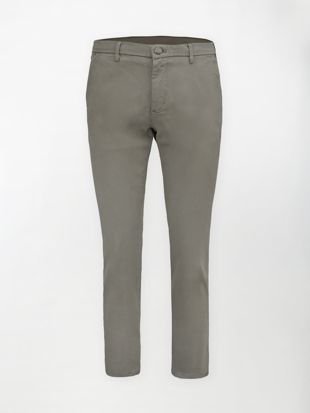Pantalone Chino Gabardina in Cotone Stretch - Color Fango - Regular fit