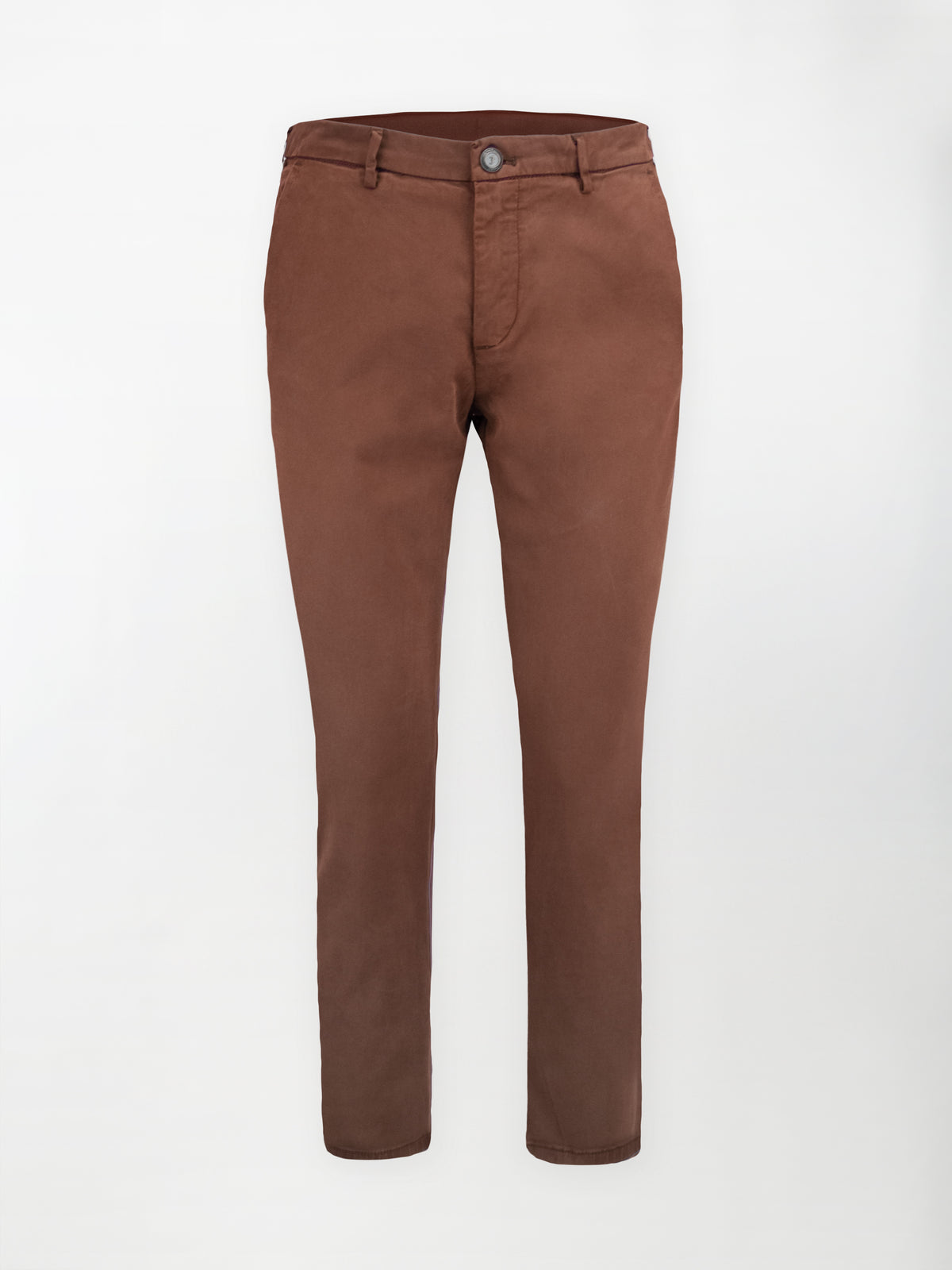 Pantalone Chino Gabardina in Cotone Stretch - Color Rame - Regular fit