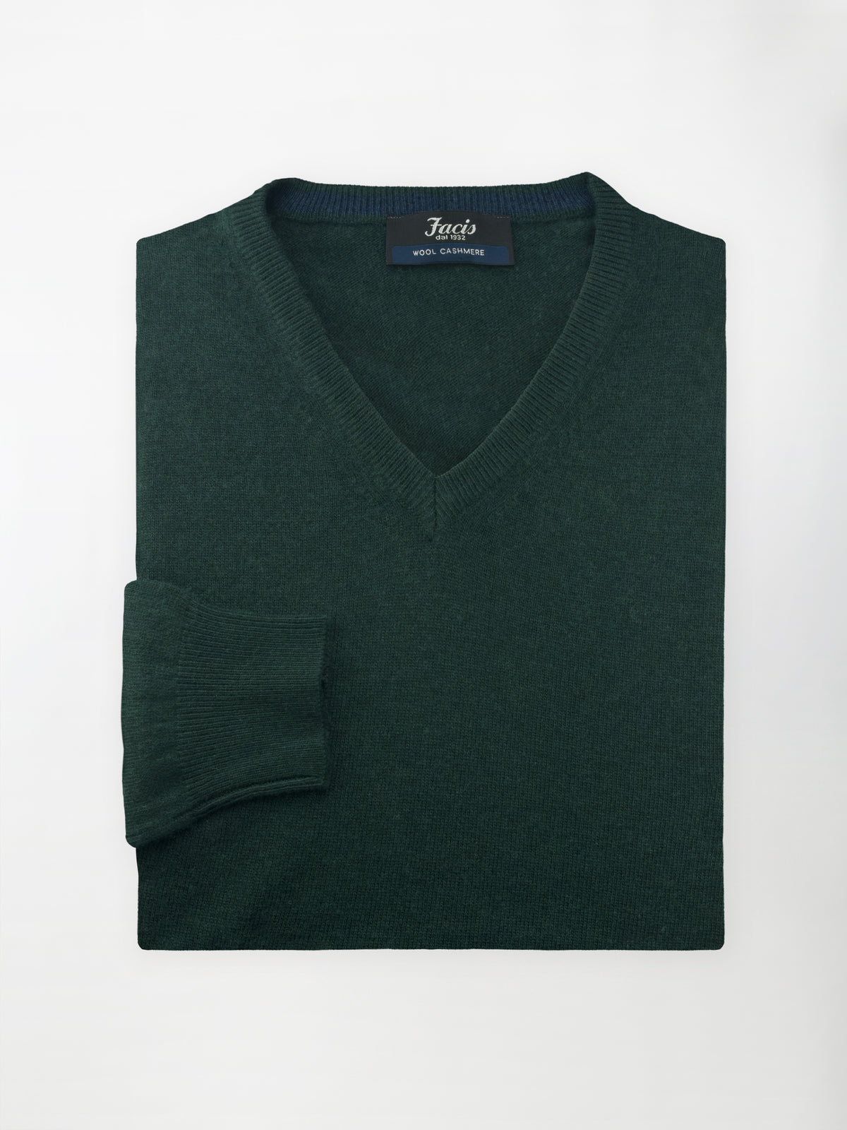 Maglia Pullover Misto Cashmere con Scollo a V - Color Verde bottiglia