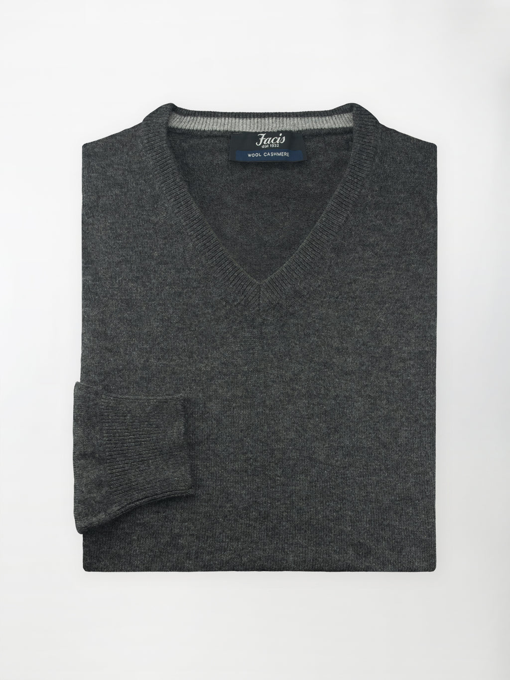 Maglia Pullover Misto Cashmere con Scollo a V - Color Antracite