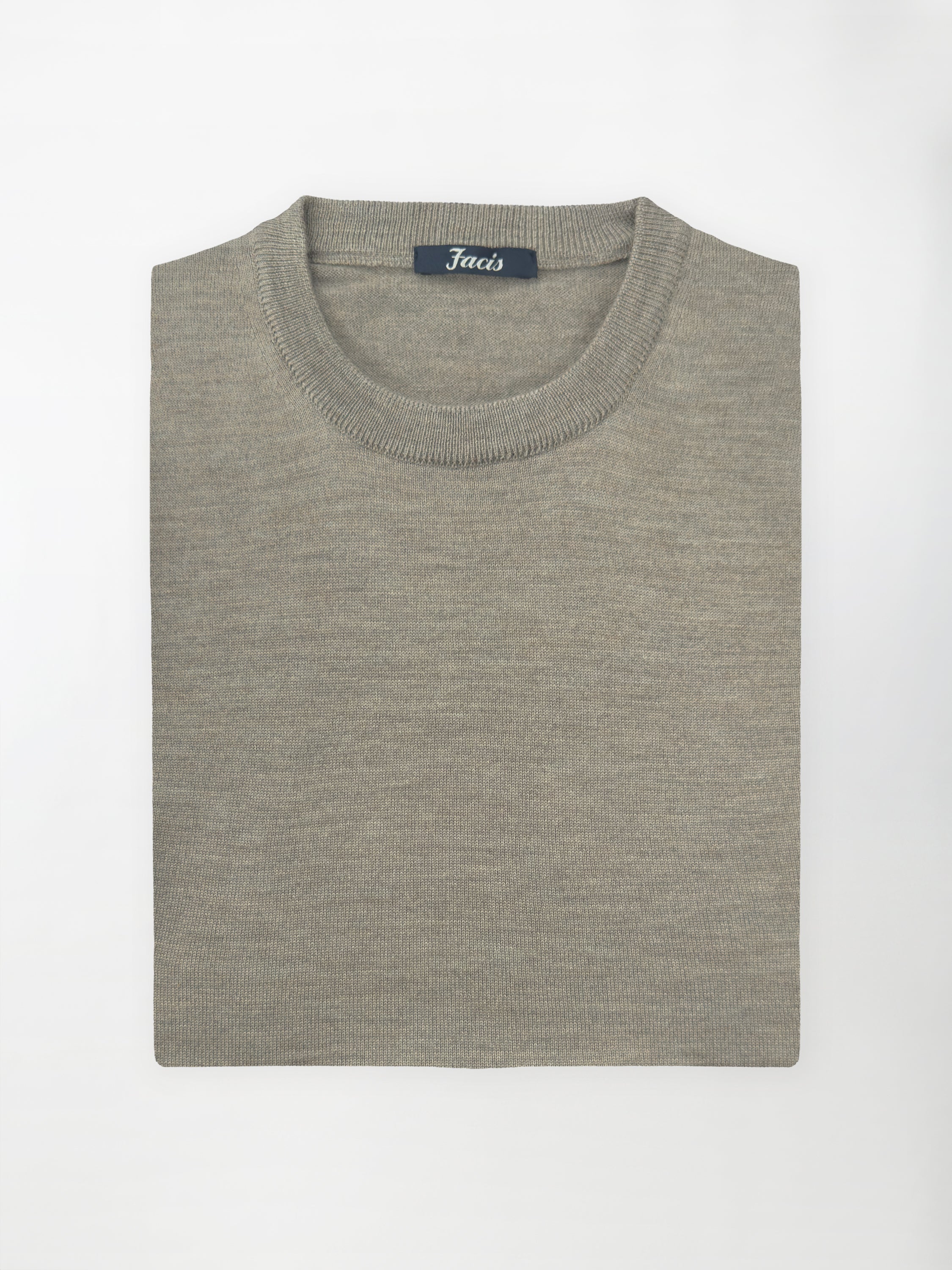 Maglia Girocollo in Pura Lana Merino - Color Tortora