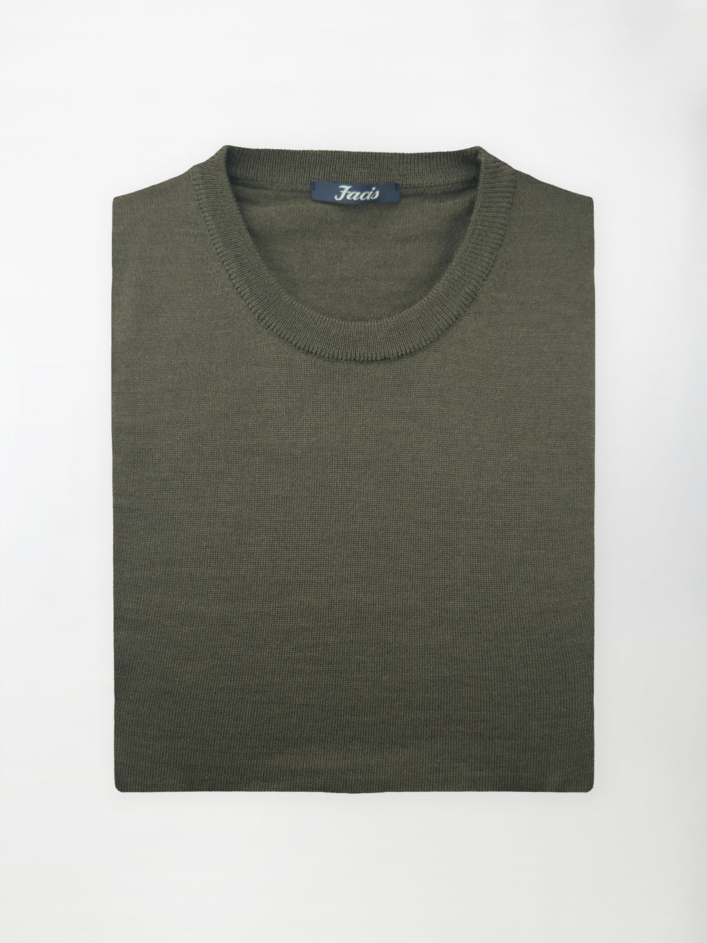 Maglia Girocollo in Pura Lana Merino - Color Verde militare