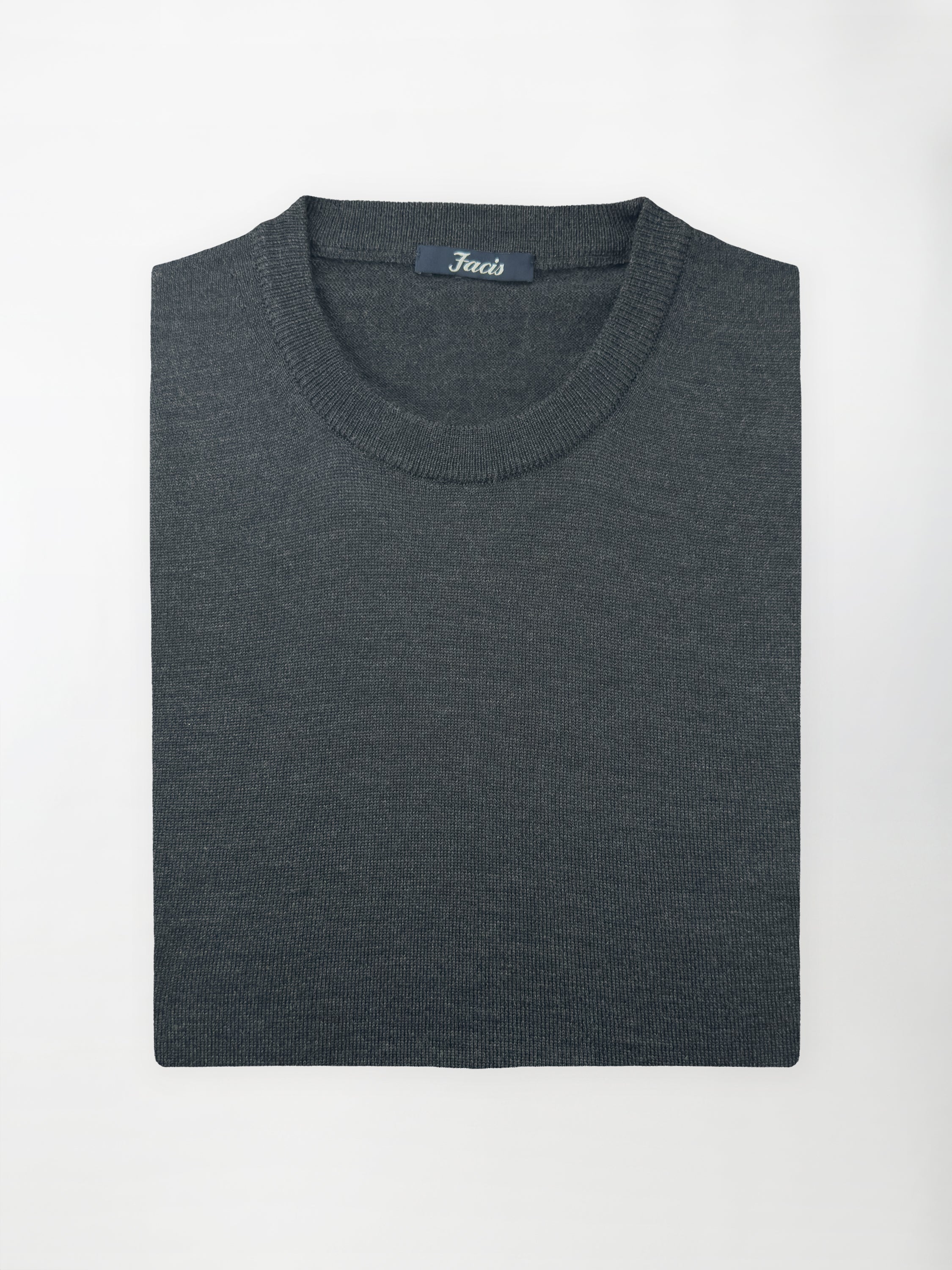 Maglia Girocollo in Pura Lana Merino - Color Antracite