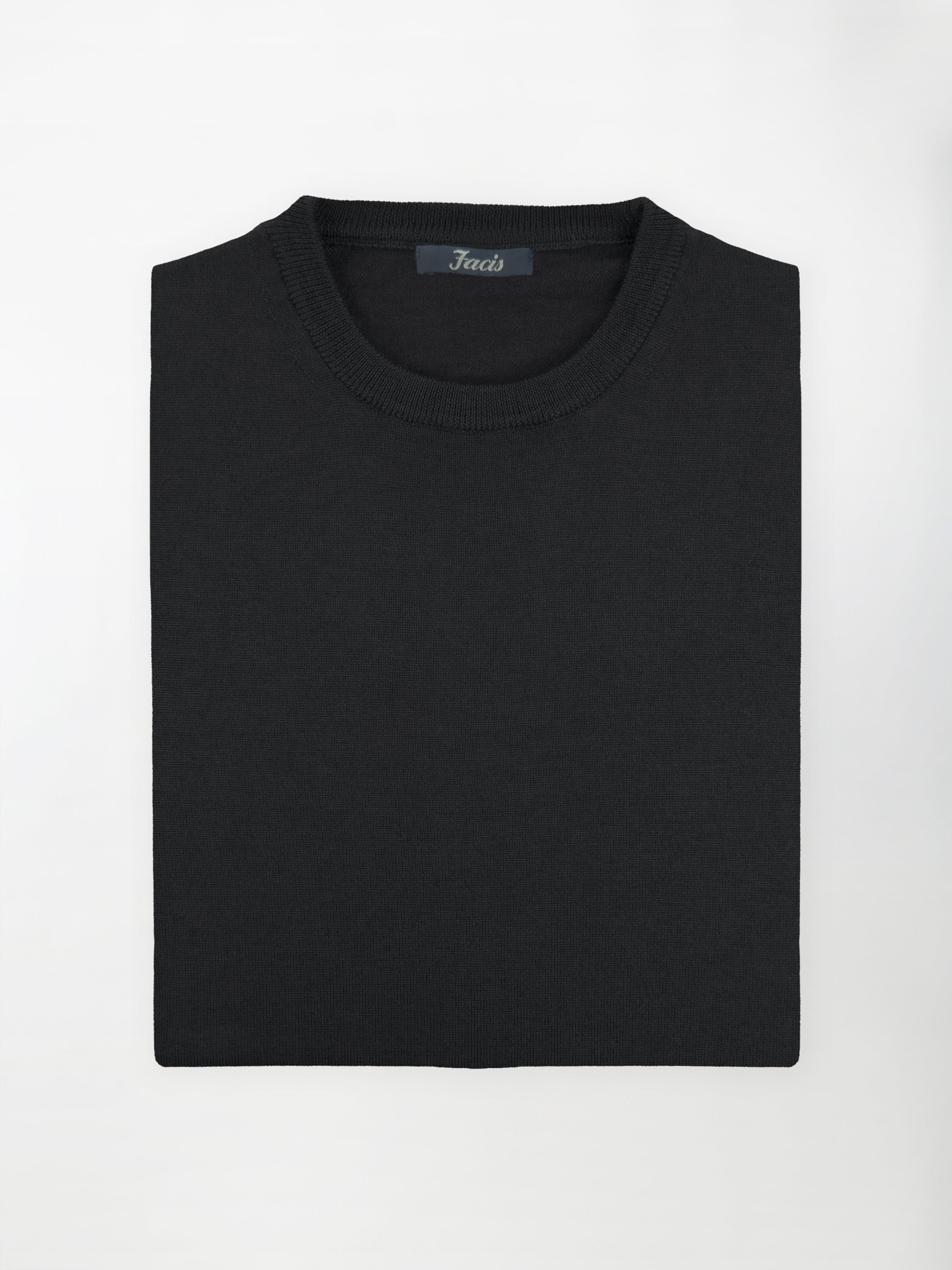 Maglia Girocollo in Pura Lana Merino - Color Nero