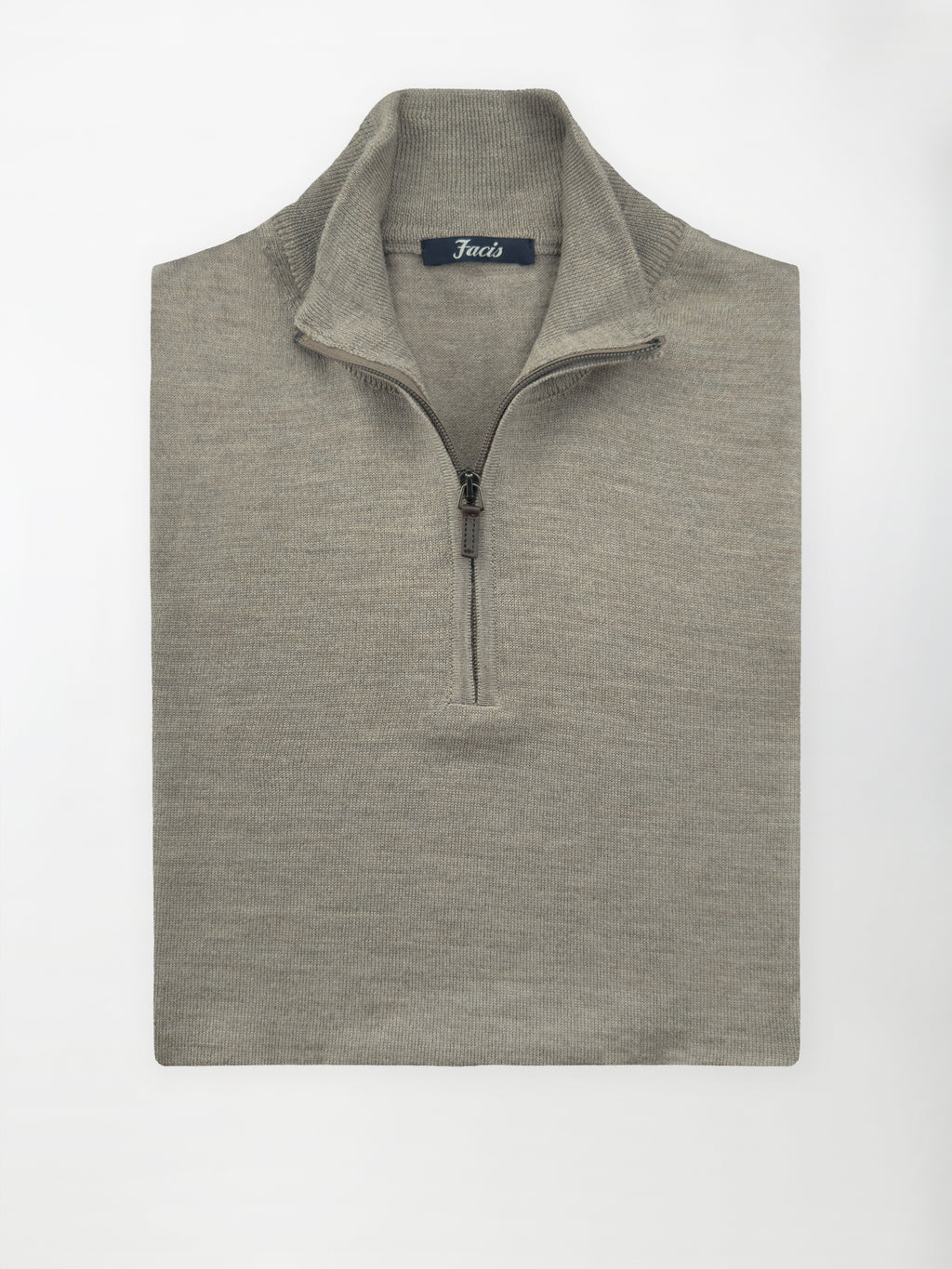 Maglia Lupo mezza zip in Pura Lana Merino - Color Tortora