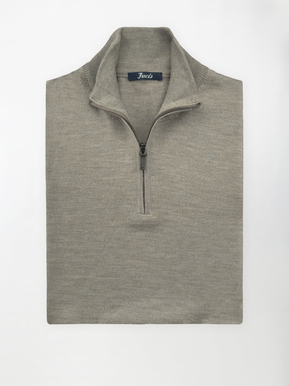 Maglia Lupo mezza zip in Pura Lana Merino - Color Tortora