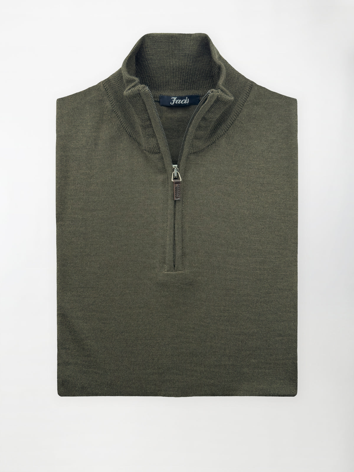 Maglia Lupo mezza zip in Pura Lana Merino - Color Verde militare