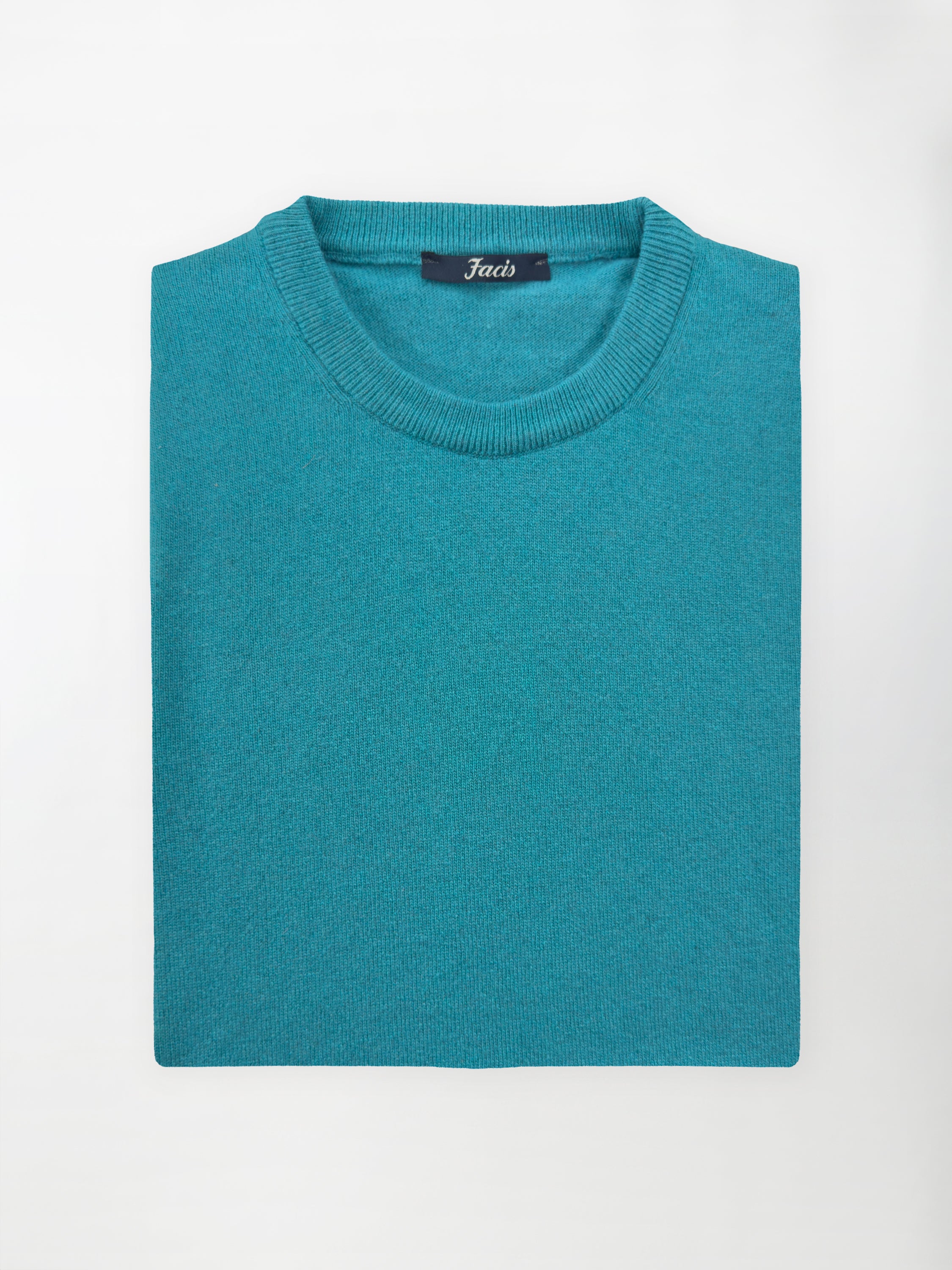 Maglia Girocollo in misto cashmere - Color Ottanio