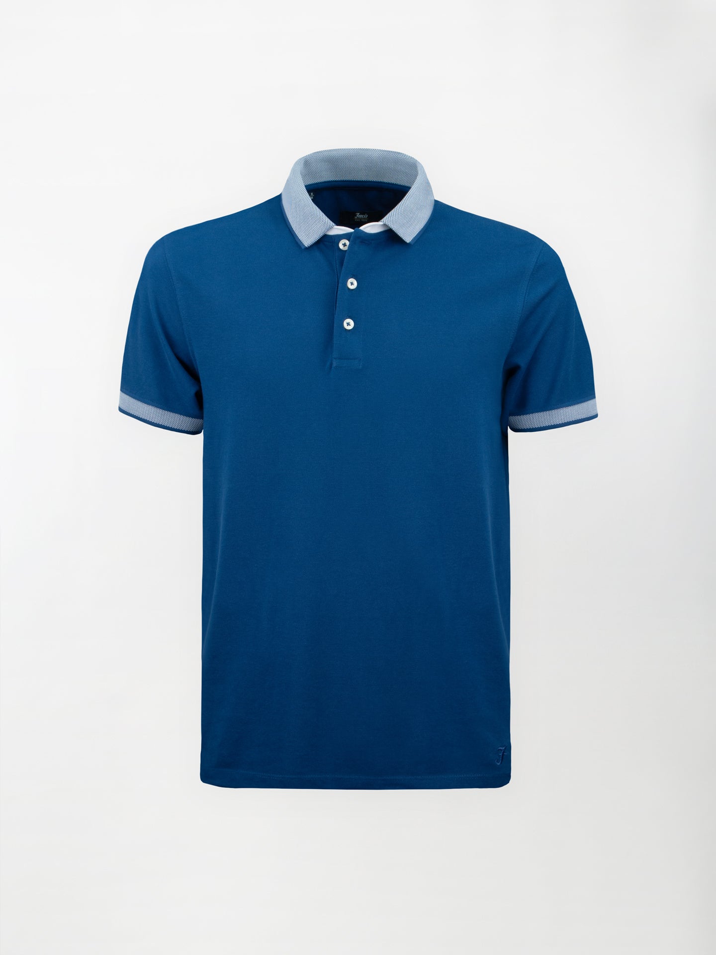 Polo in cotone piquet con inserto su collo e maniche - color Blu Inchiostro image 0
