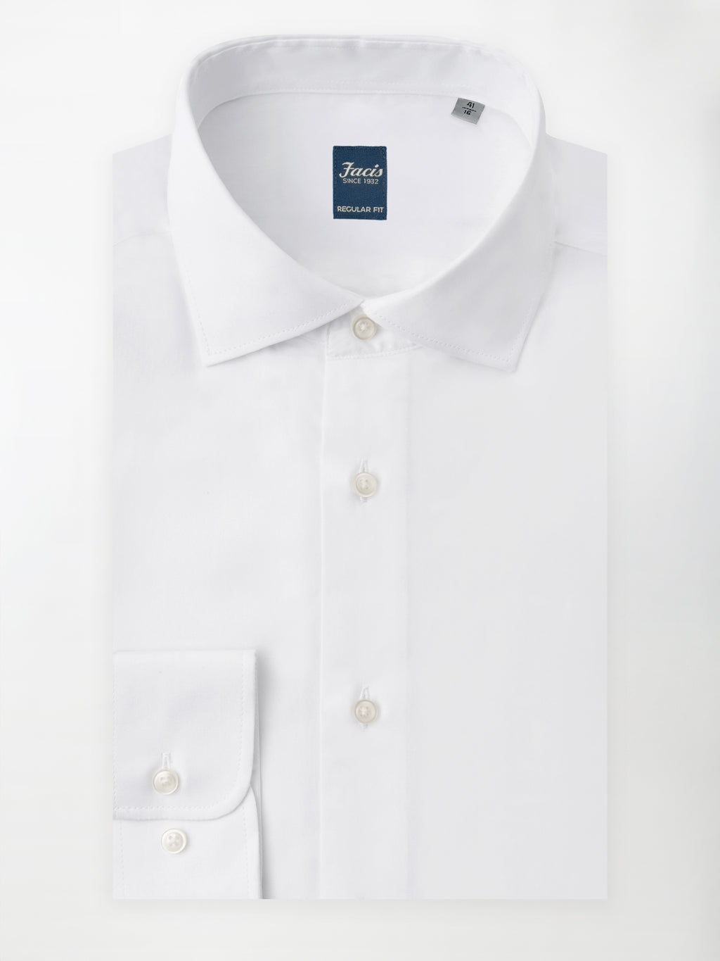Camicia Collo Francese Color Bianco - Regular Fit - Cotone Popeline image 0