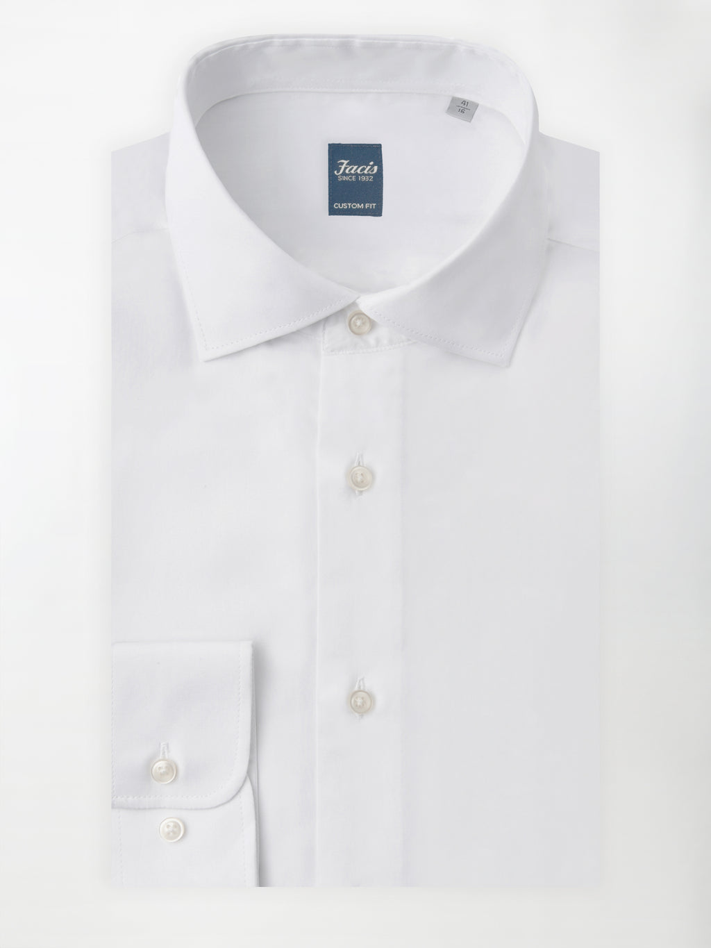 Camicia in Cotone unito con Collo Francese - Color Bianco - Custom Fit image 0